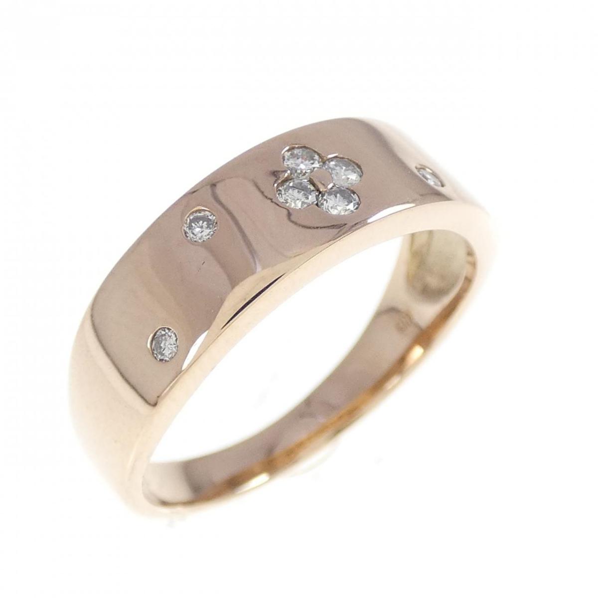 K18PG フラワー ダイヤモンド リング 0.10CT【中古】