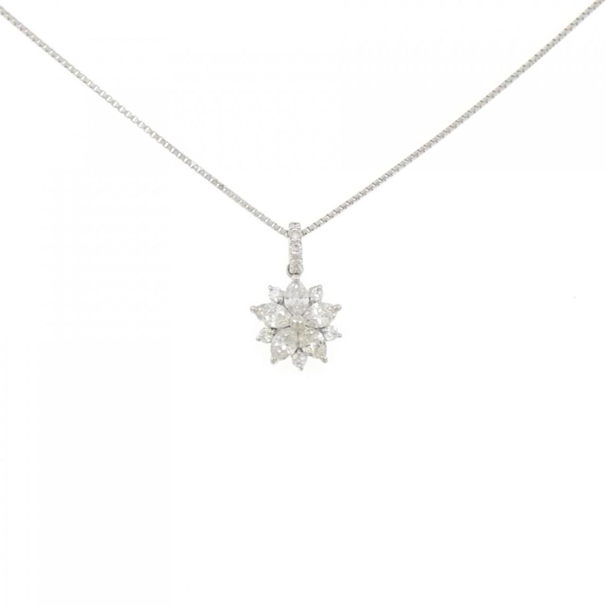 【新品】PT900/PT850 フラワー ダイヤモンド ネックレス 0.30CT【新品】