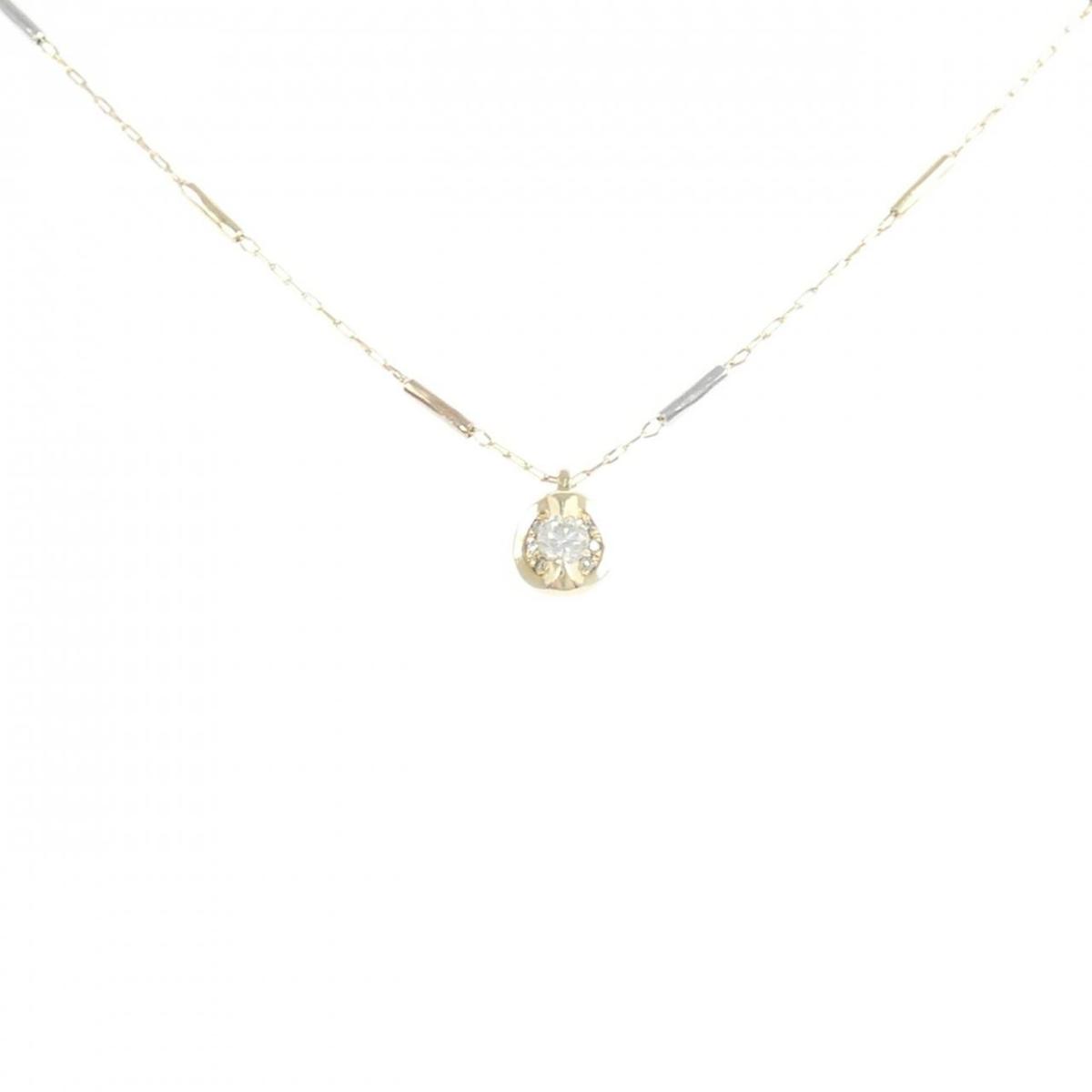 K10YG/K10WG ダイヤモンド ネックレス 0.10CT【中古】