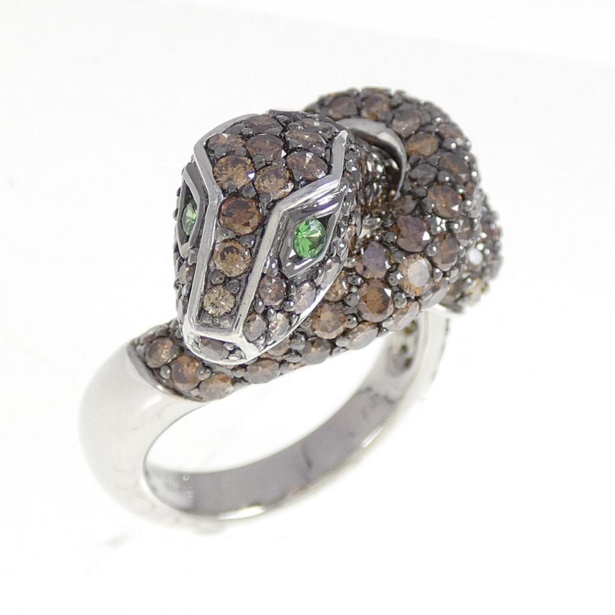 750WG/750BG スネーク グリーンガーネット リング 0.05CT【中古】｜KOMEHYO ONLINESTORE 店 240,300円