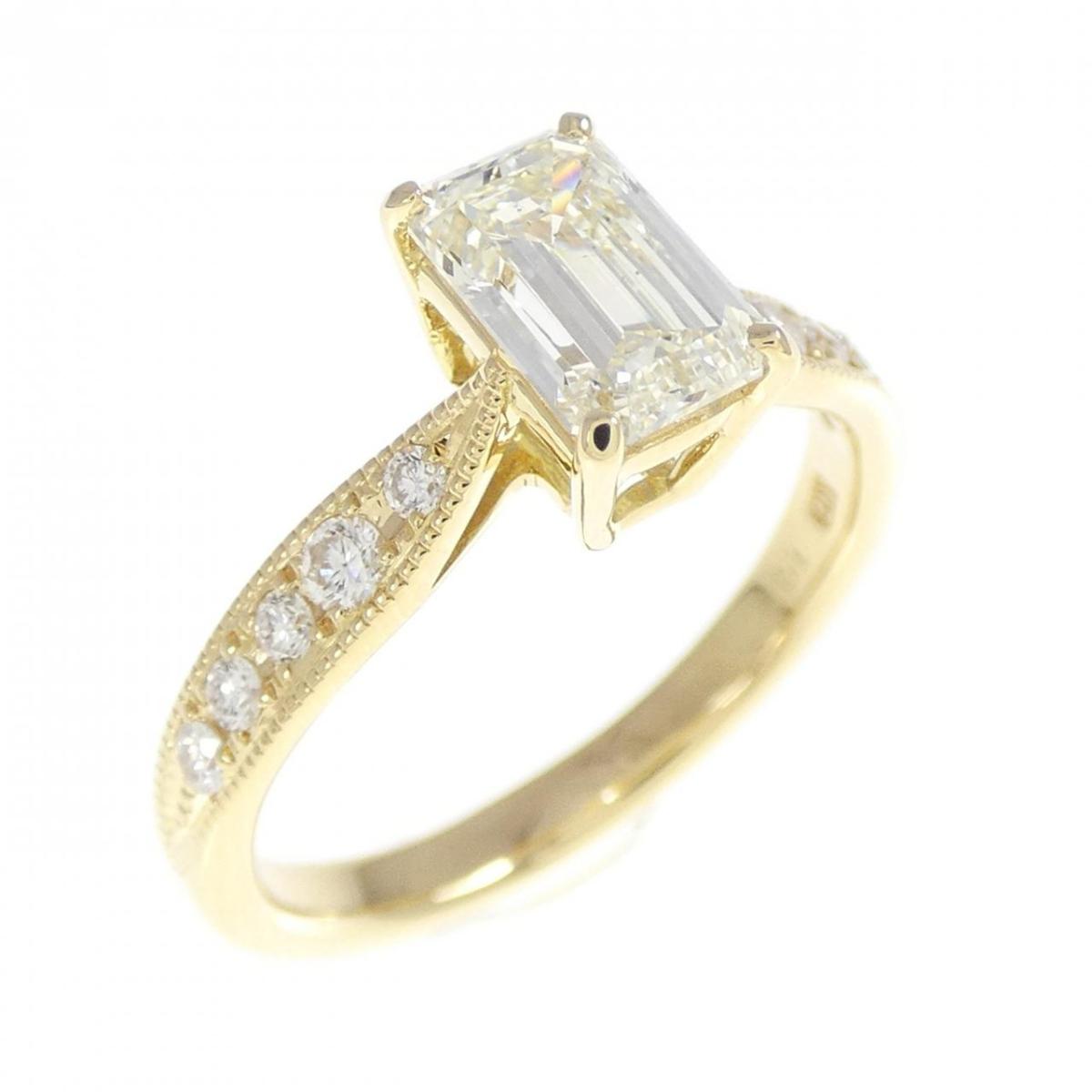 【リメイク】K18YG ダイヤモンド リング 1.01CT M SI1 エメラルドカット【新品】