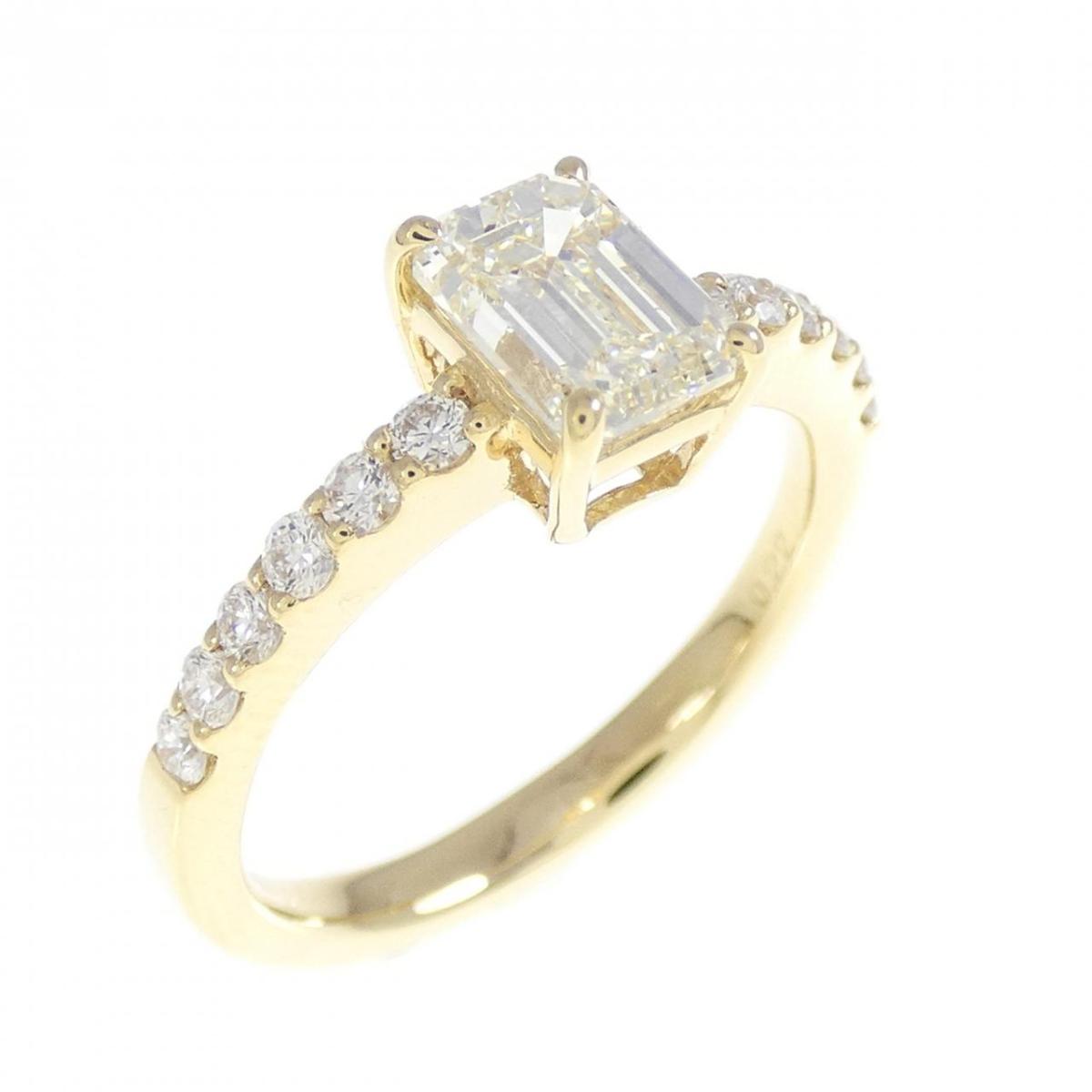 【リメイク】K18YG ダイヤモンド リング 1.01CT L SI1 エメラルドカット【新品】