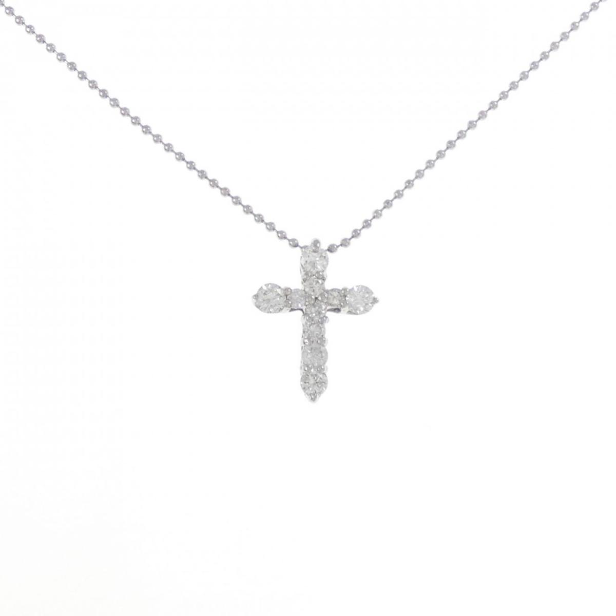 PT900/PT850 クロス ダイヤモンド ネックレス 0.50CT【中古】