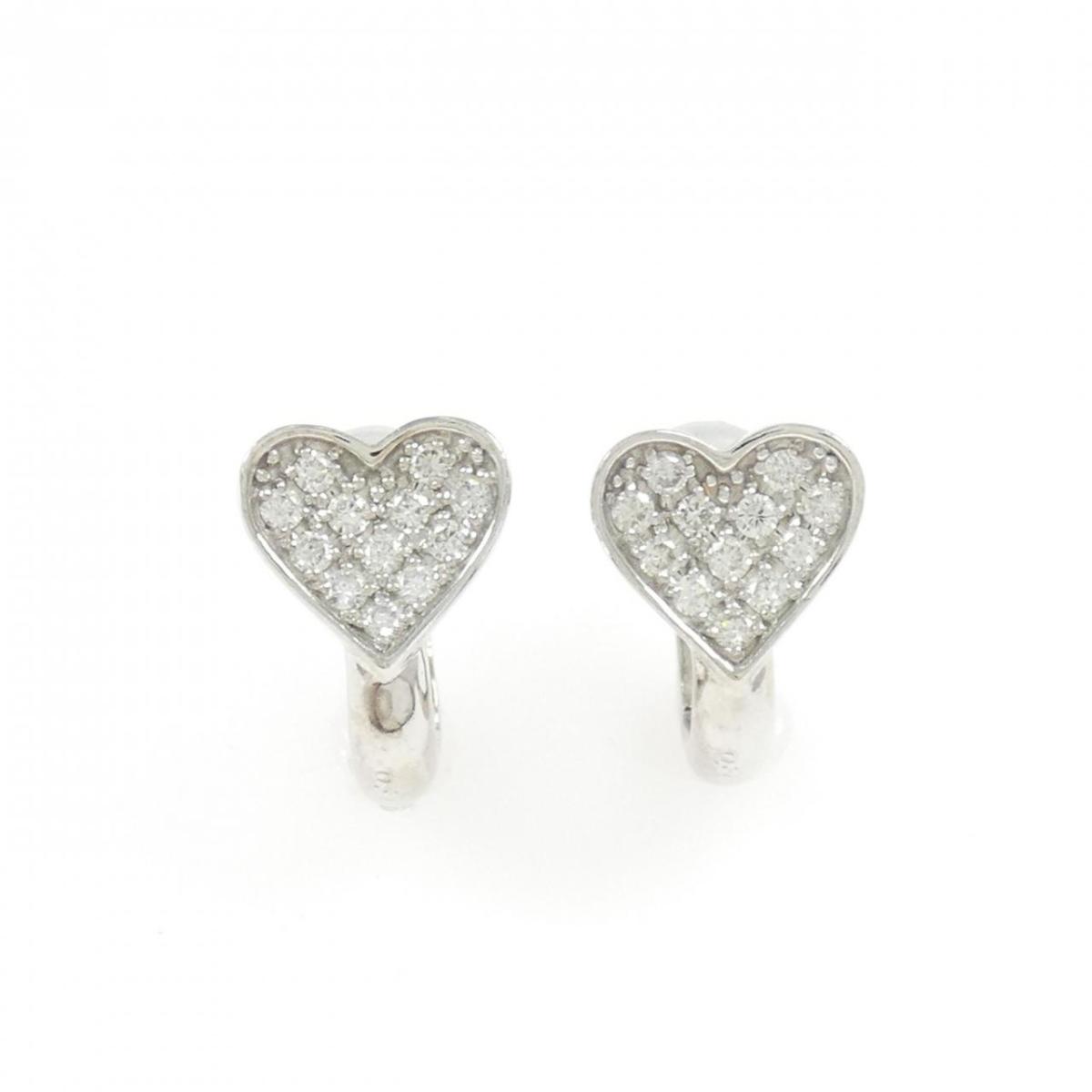 K18WG ハート ダイヤモンド イヤリング 0.60CT【中古】