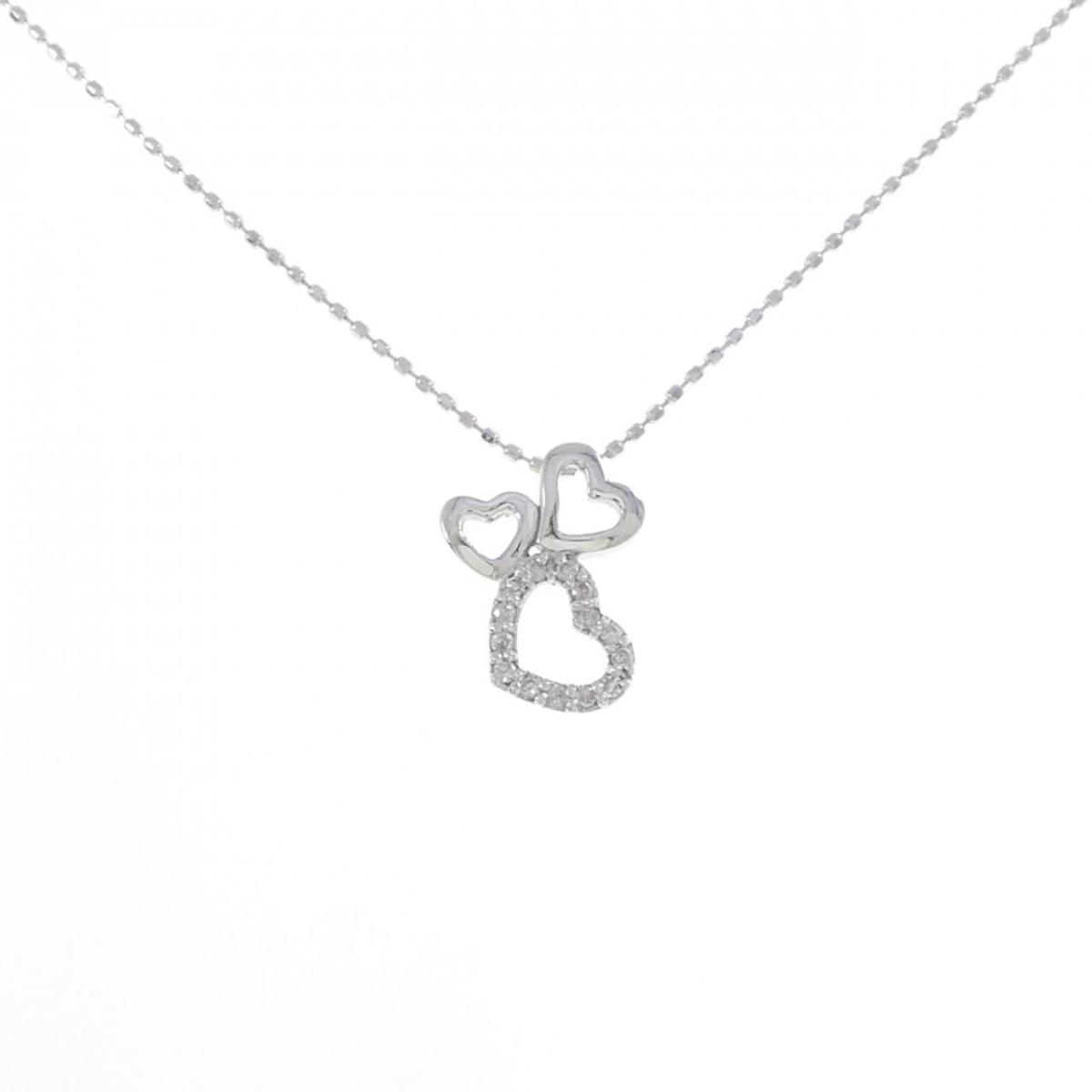 K18WG ハート ダイヤモンド ネックレス 0.08CT【中古】