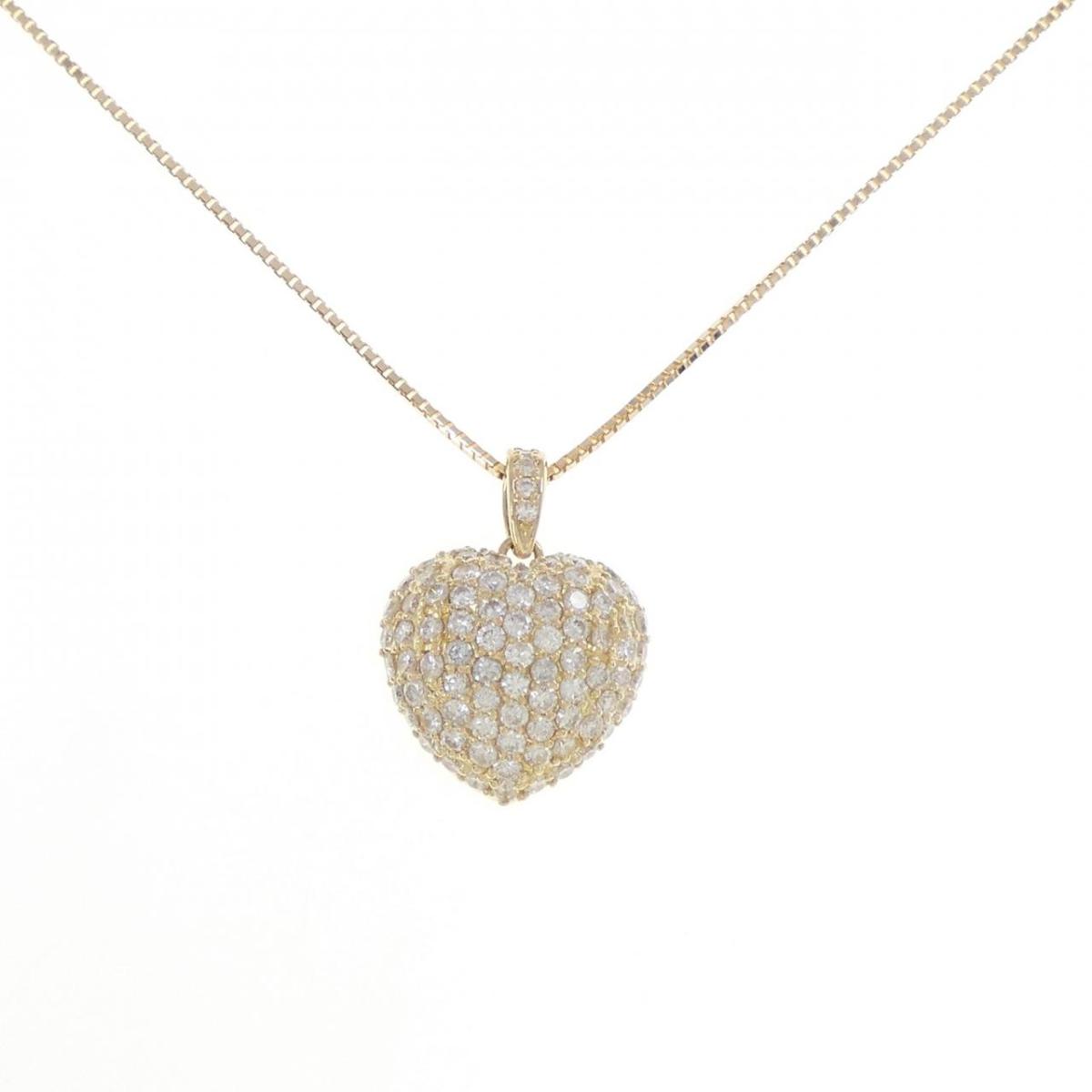 K18YG ハート パヴェ ダイヤモンド ネックレス 1.04CT【中古】|KOMEHYO ONLINESTORE 店
