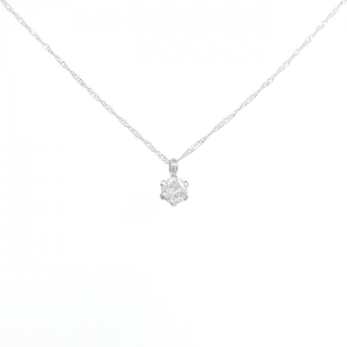 K18WG/750WG ソリティア ダイヤモンド ネックレス 0.2CT【中古】