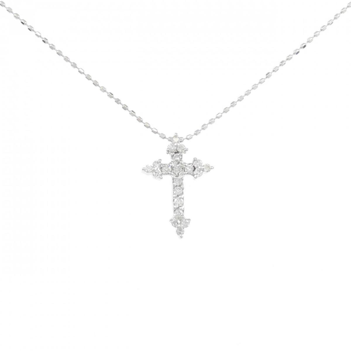 K18WG クロス ダイヤモンド ネックレス 0.16CT【中古】 48,360円
