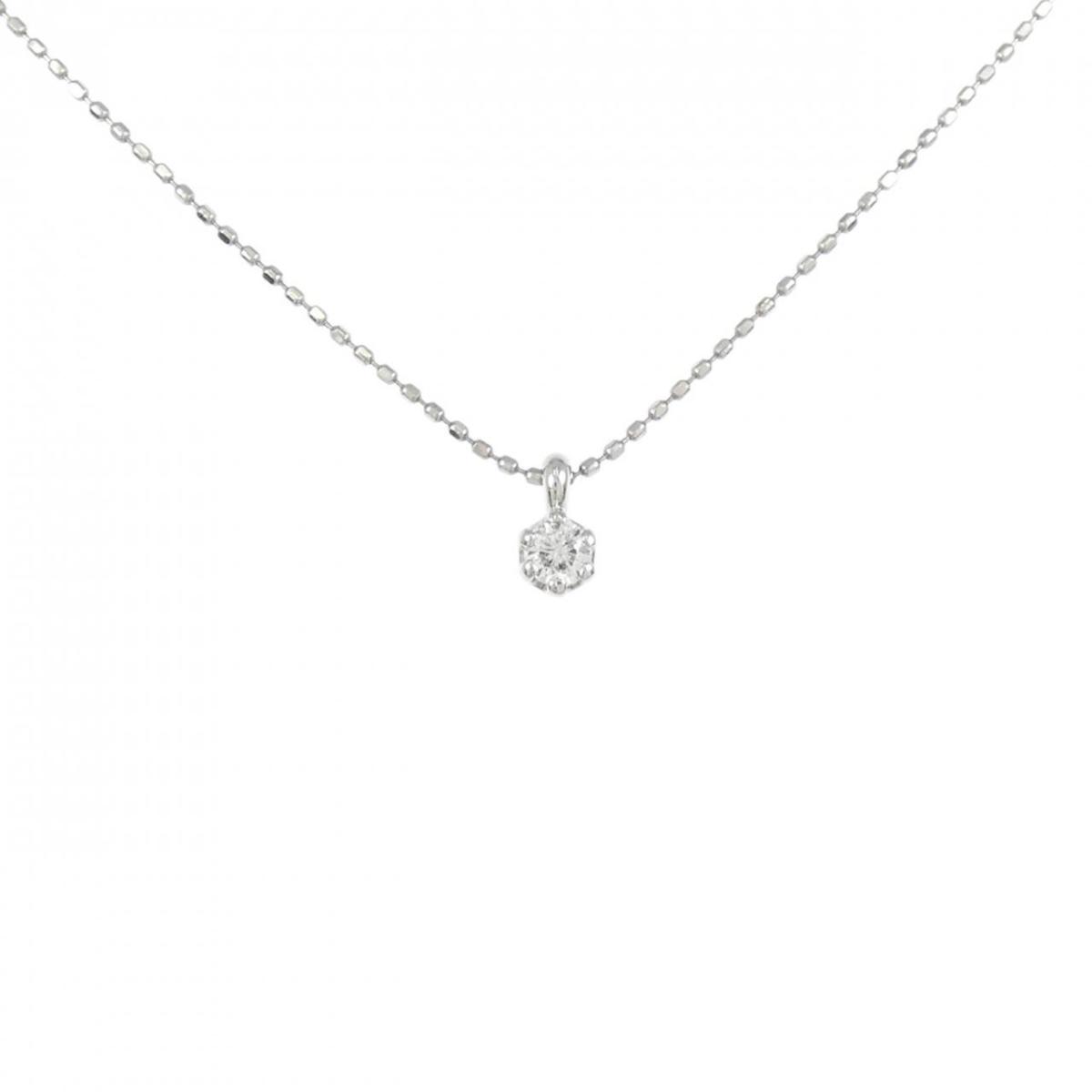 PT900/PT850 ソリティア ダイヤモンド ネックレス 0.1CT【中古】