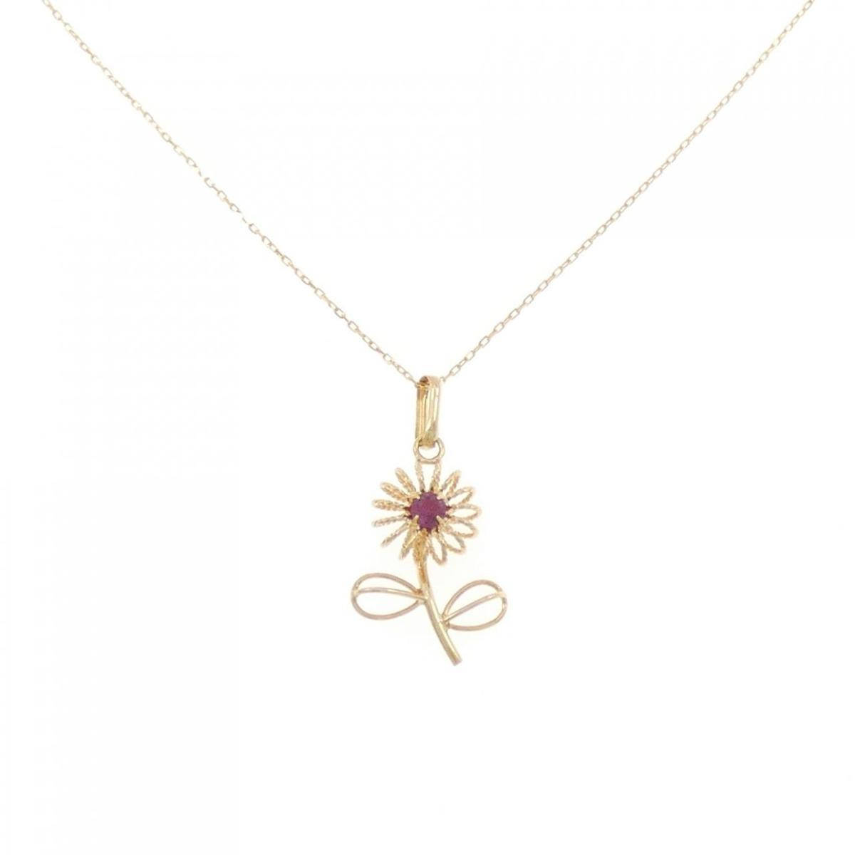 楽天市場】ジュエリーマキ K18 YG ルビー ダイヤモンド 付 花 フラワー