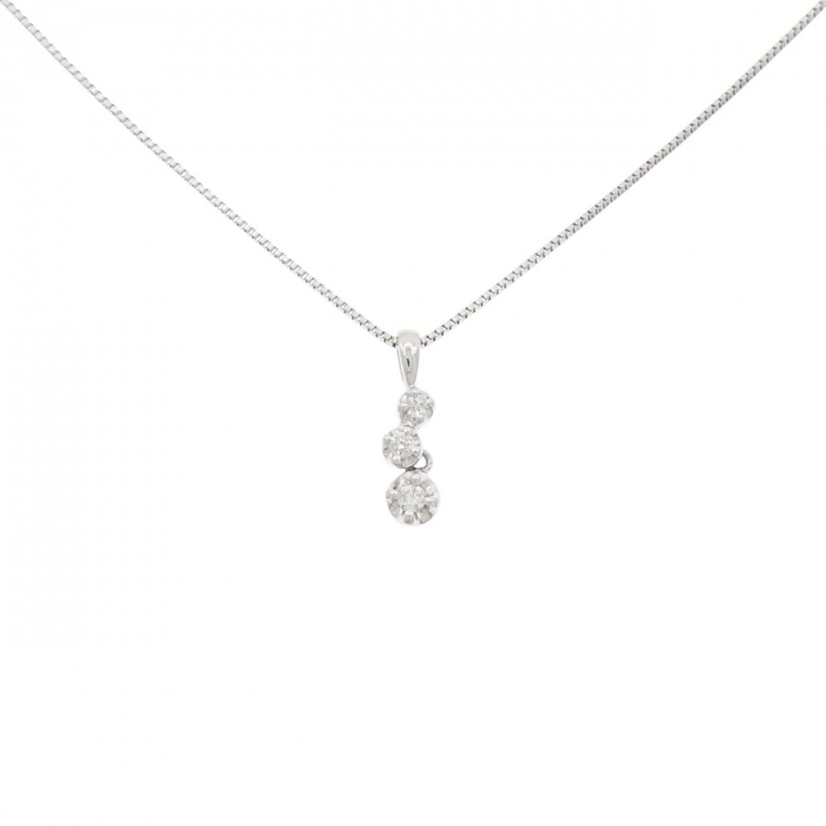 PT950/PT850 ダイヤモンド ネックレス 0.06CT【中古】