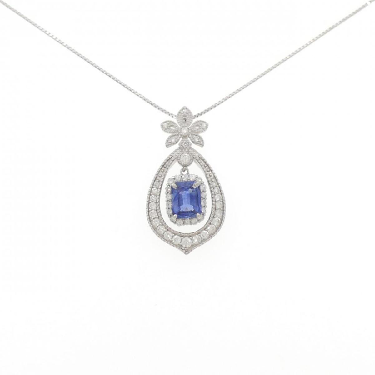 PT950/PT850 フラワー サファイヤ ネックレス 1.480CT【中古】