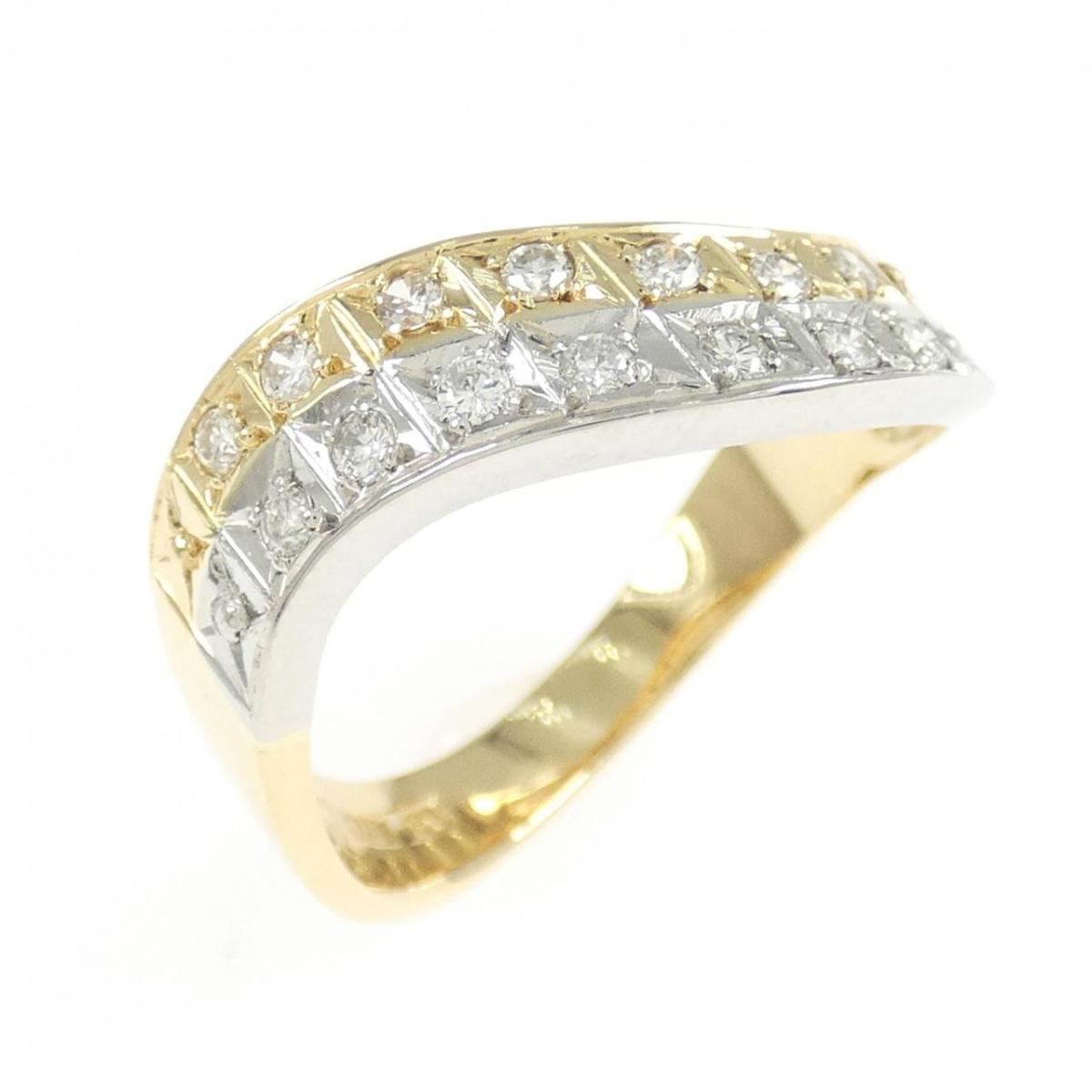 K18YG/PT ダイヤモンド リング 0.19CT【中古】