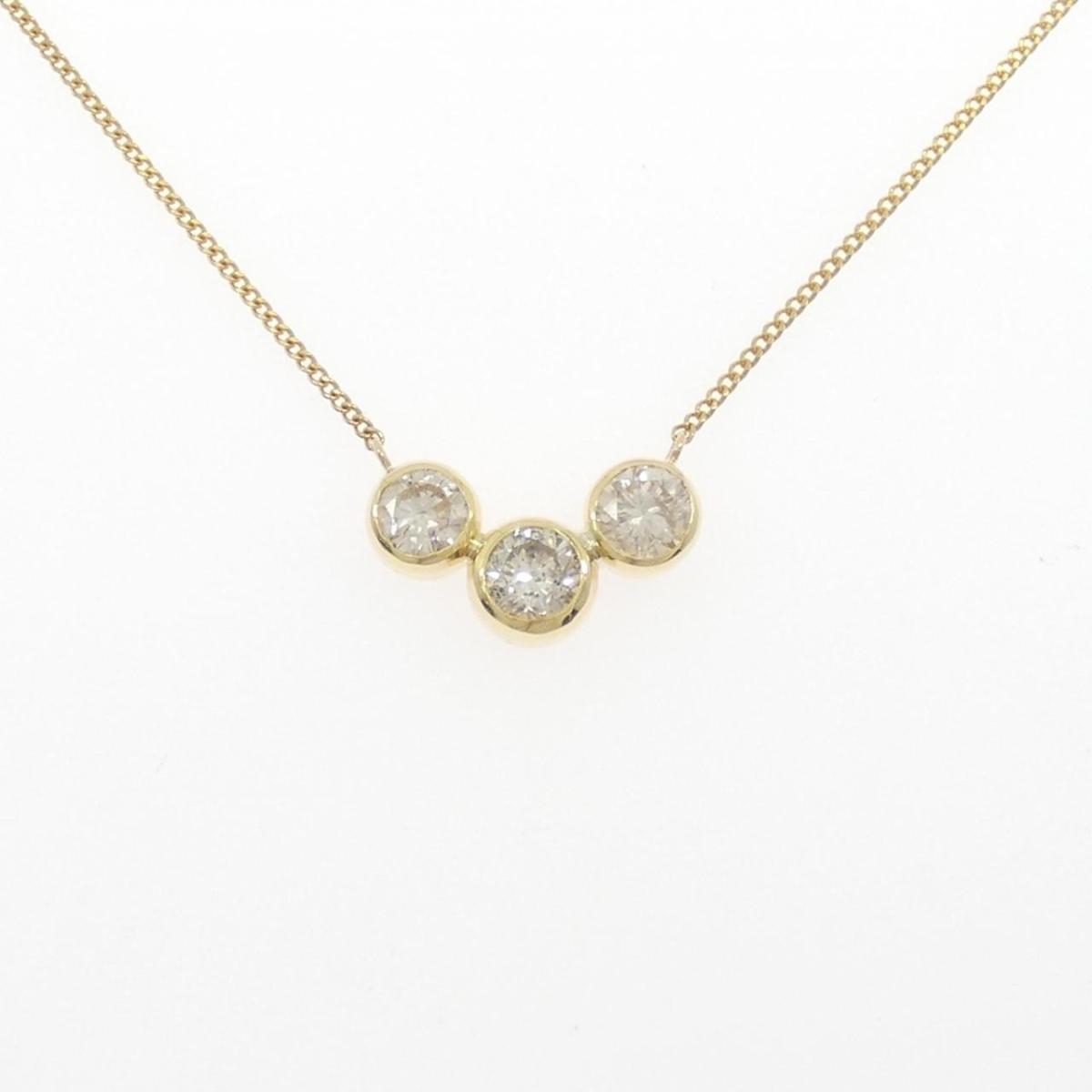 K18YG スリーストーン ダイヤモンド ネックレス 1.87CT【中古】