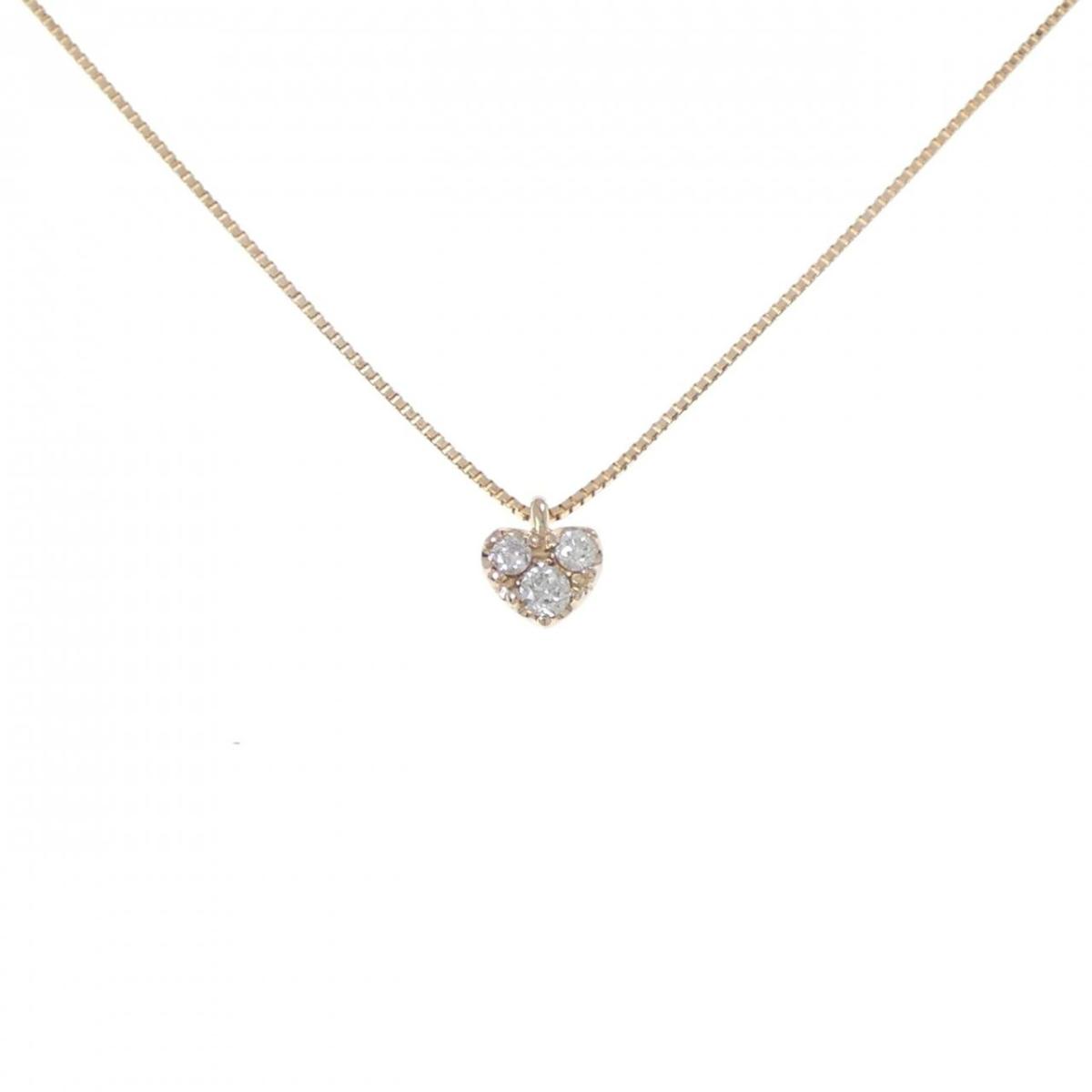 K18PG ハート ダイヤモンド ネックレス 0.13CT【中古】