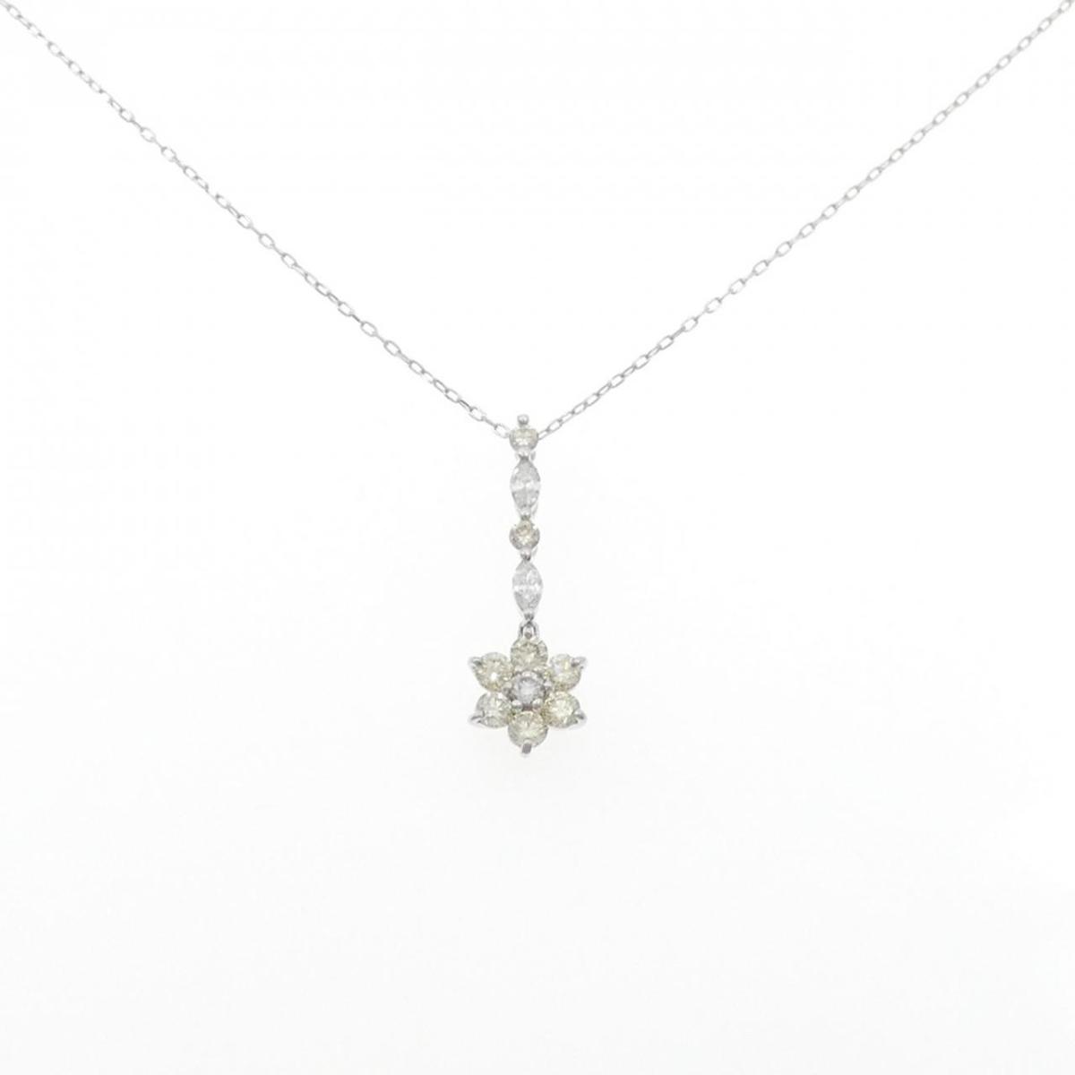 K18WG フラワー ダイヤモンド ネックレス 1.07CT【中古】 82,830円