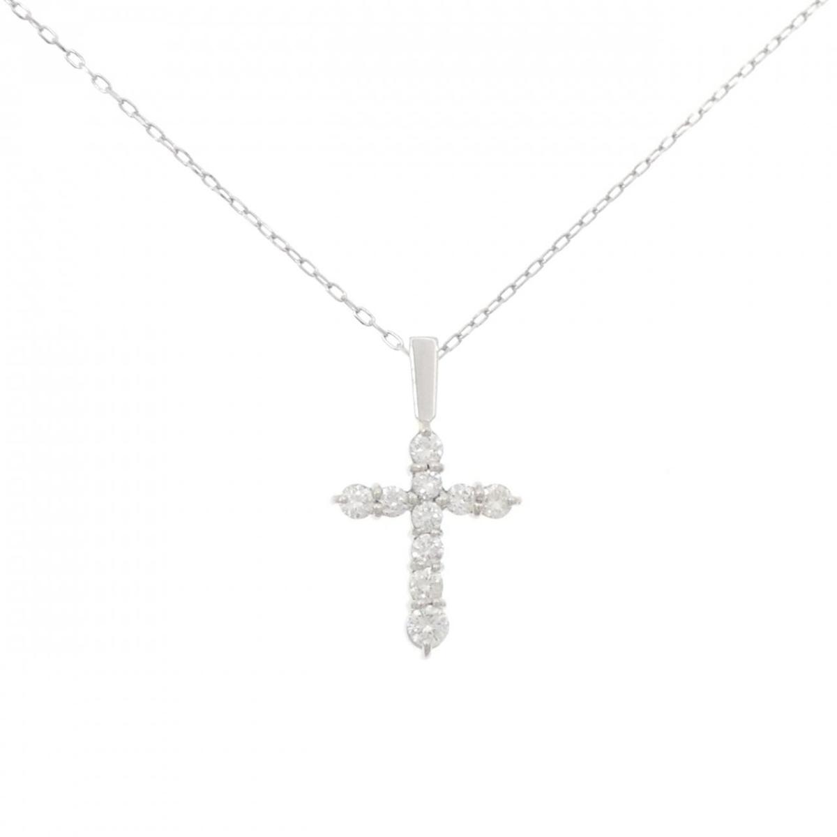 PT900/PT850 クロス ダイヤモンド ネックレス 0.50CT【中古】