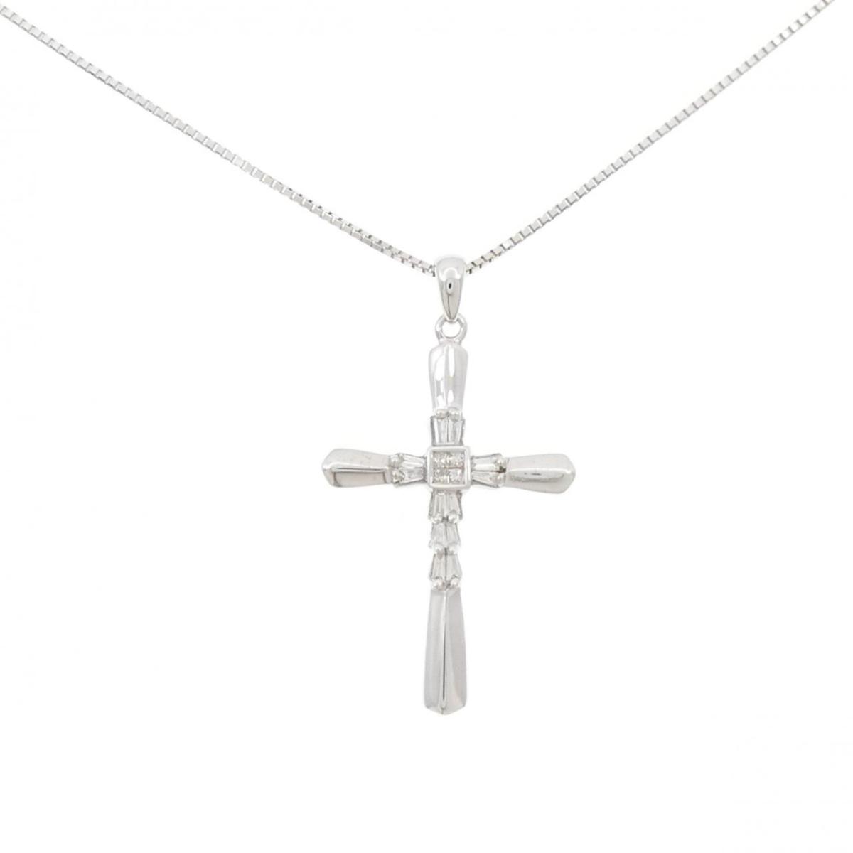 K18WG/750WG クロス ダイヤモンド ネックレス 0.20CT【中古】｜KOMEHYO ONLINESTORE 店