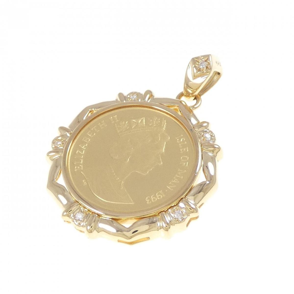 K18YG(枠) ダイヤモンド コイン ペンダント 0.04CT【中古】｜KOMEHYO ONLINESTORE 店