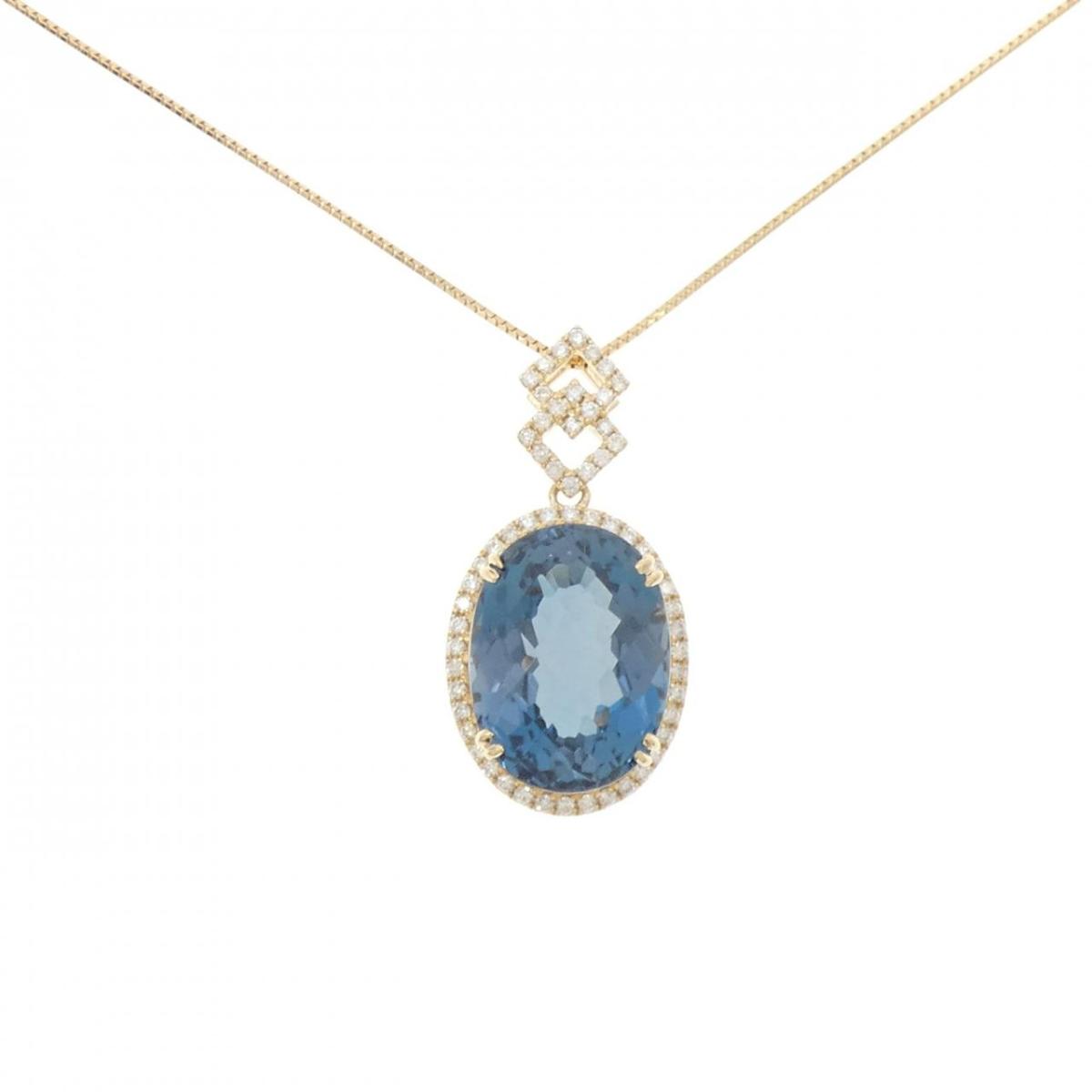 K18YG ブルートパーズ ネックレス 15.12CT【中古】