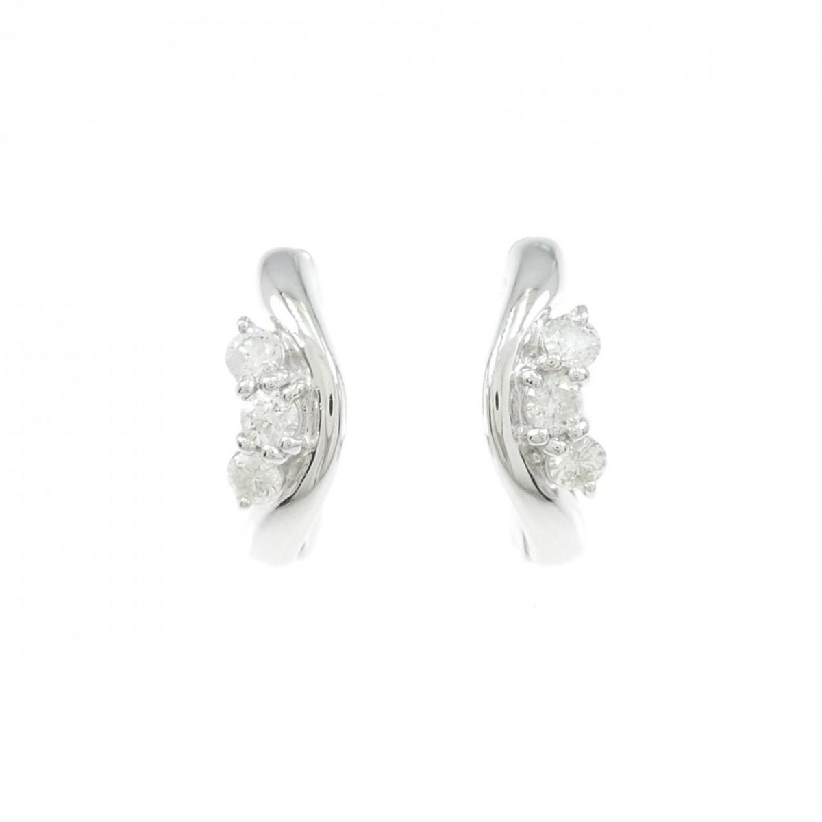 K18WG スリーストーン ダイヤモンド イヤリング 0.50CT【中古】