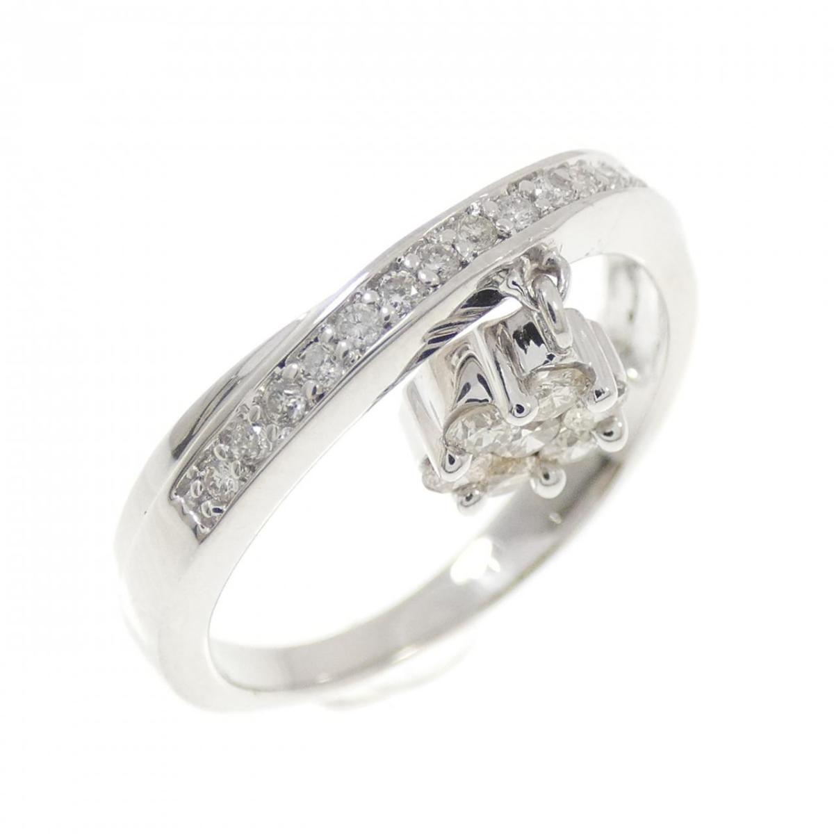 K18WG フラワー ダイヤモンド リング 0.30CT【中古】