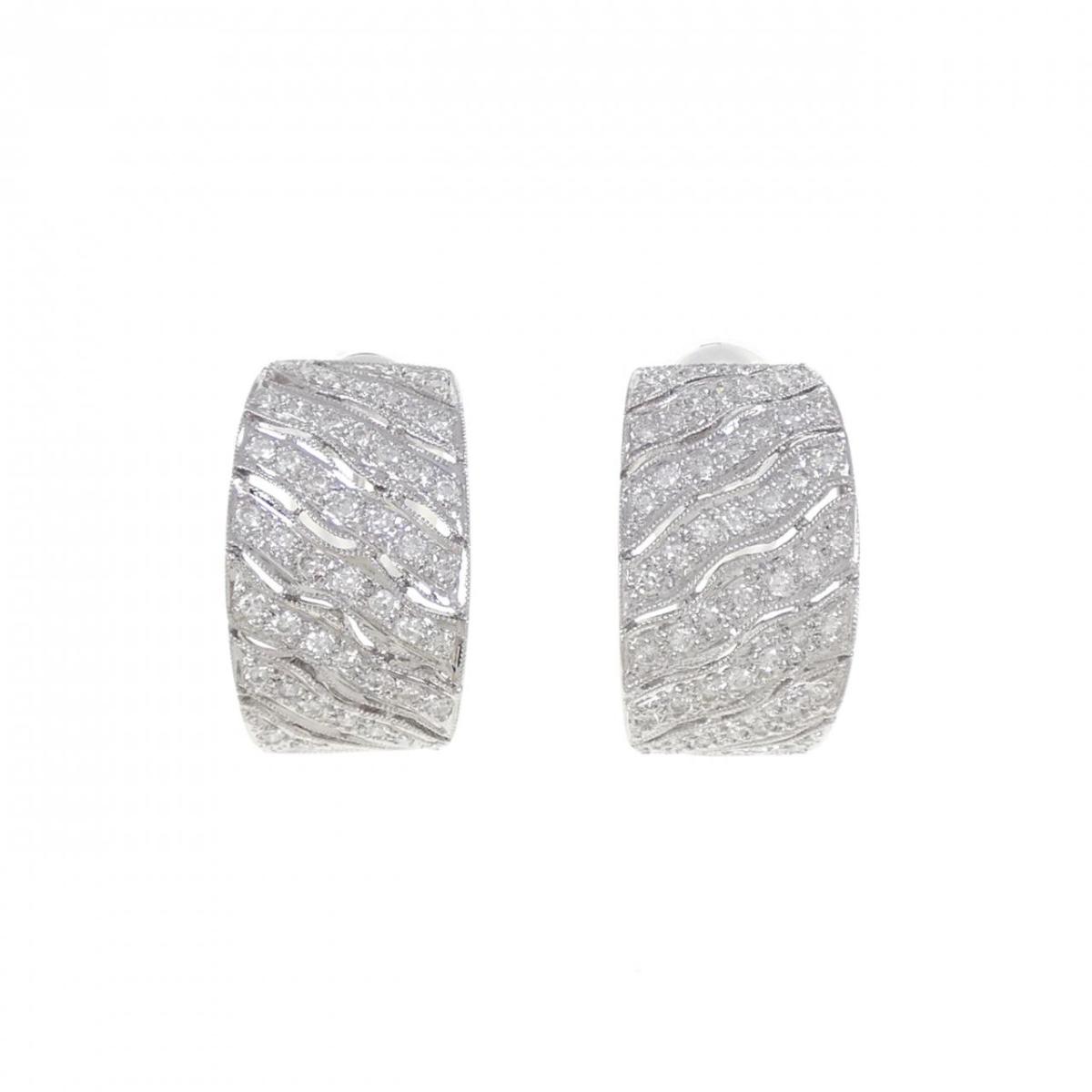 K18WG ダイヤモンド ピアス 0.80CT【中古】