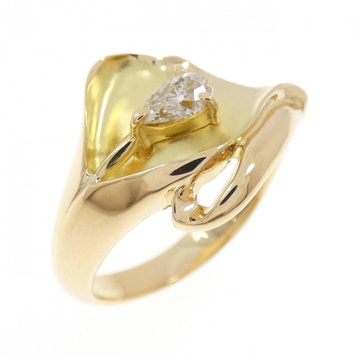 K18YG フラワー ダイヤモンド リング 0.22CT【中古】