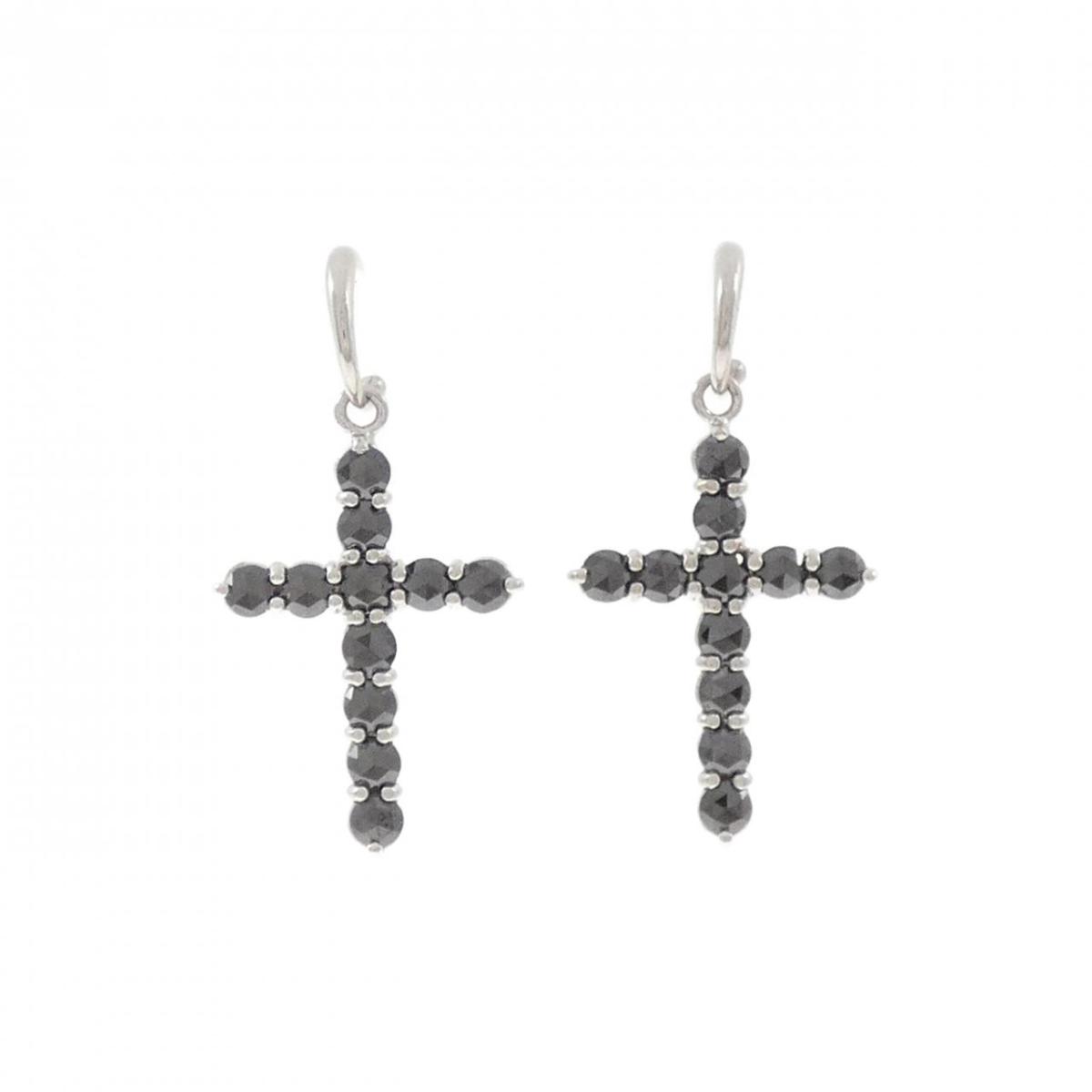 K18WG クロス ダイヤモンド ピアス 1.00CT【中古】