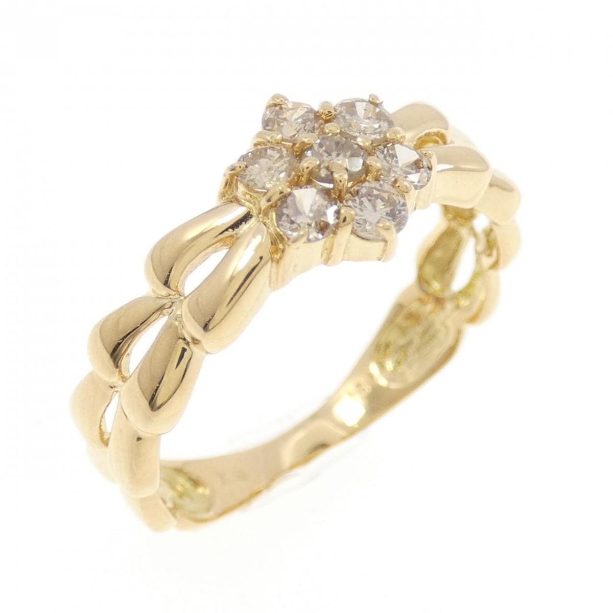 K18YG フラワー ダイヤモンド リング 0.30CT【中古】