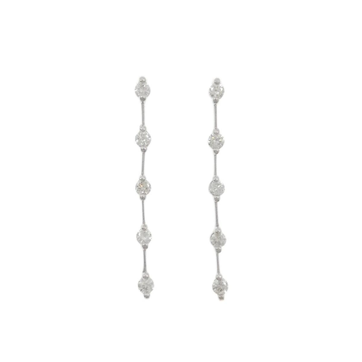 K14WG ダイヤモンド ピアス 1.0CT【中古】