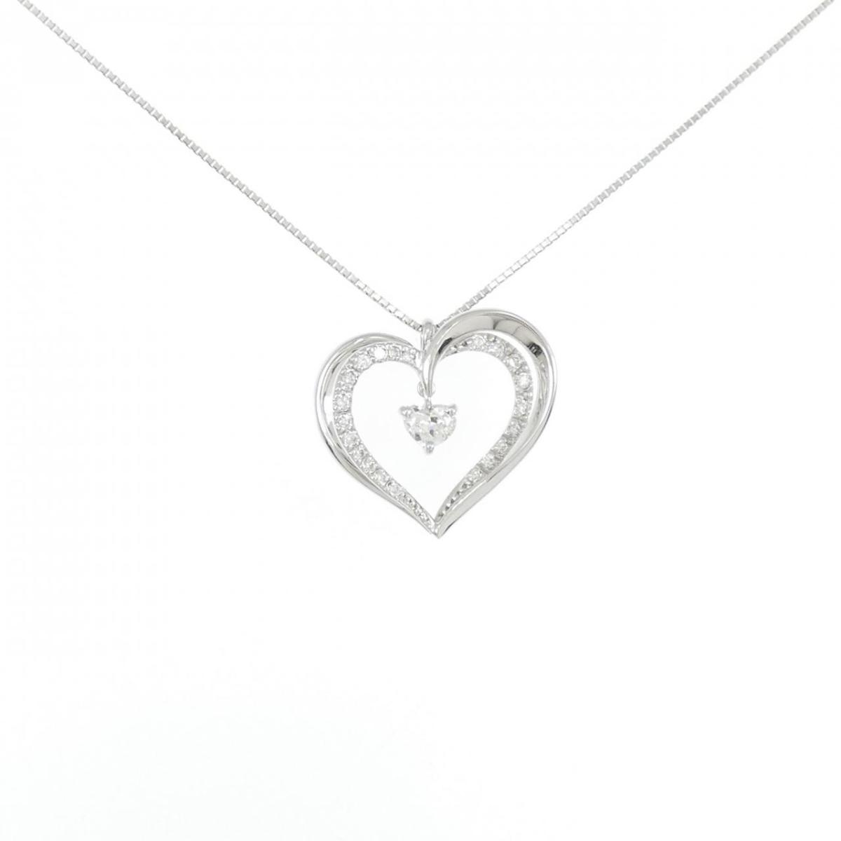 K18WG ハート ダイヤモンド ネックレス 0.219CT【中古】