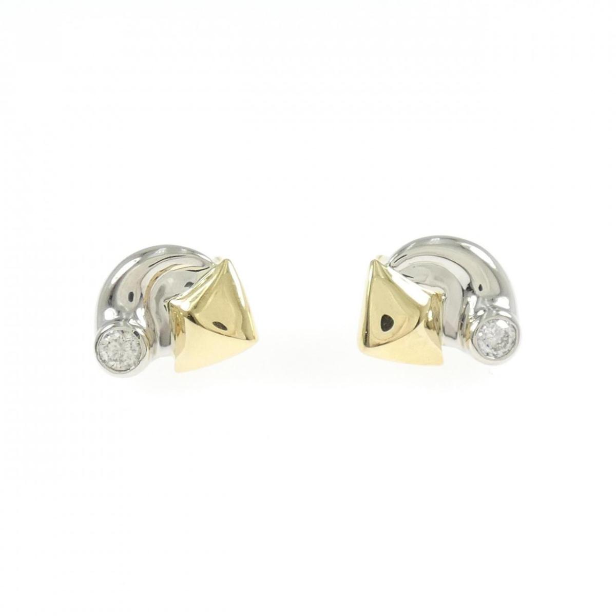 PT850/K18 ダイヤモンド ピアス 0.16CT【中古】
