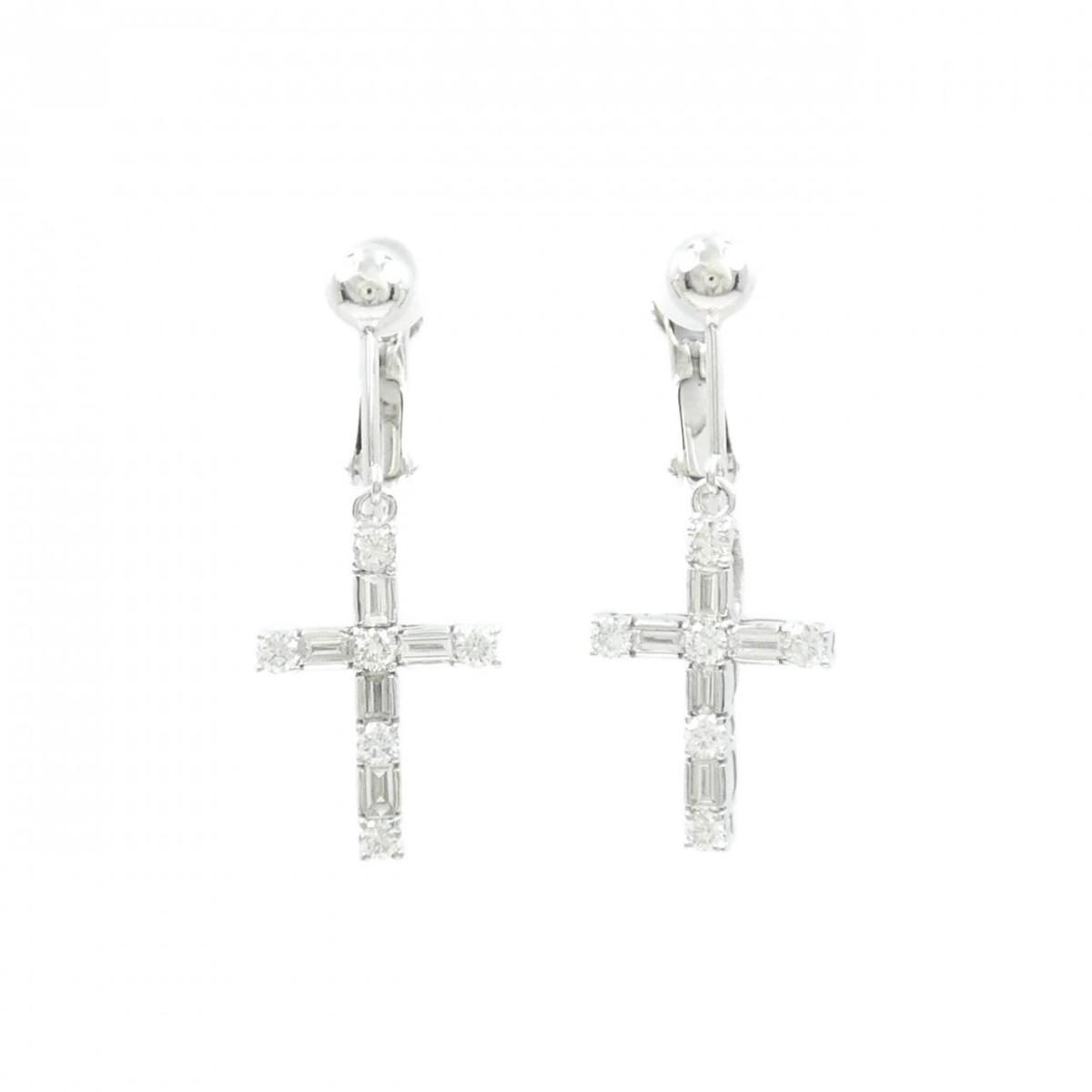 K18WG クロス ダイヤモンド イヤリング 0.60CT【中古】｜KOMEHYO ONLINESTORE 店