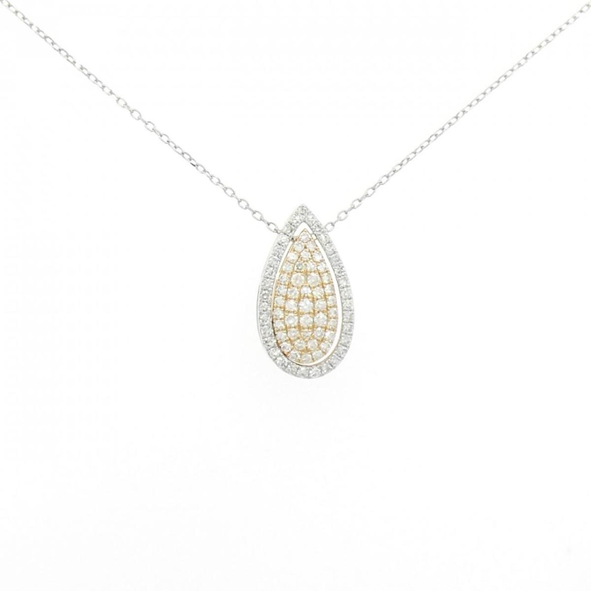K18YG/PT950 2WAY パヴェ ダイヤモンド ネックレス 0.18CT【中古】