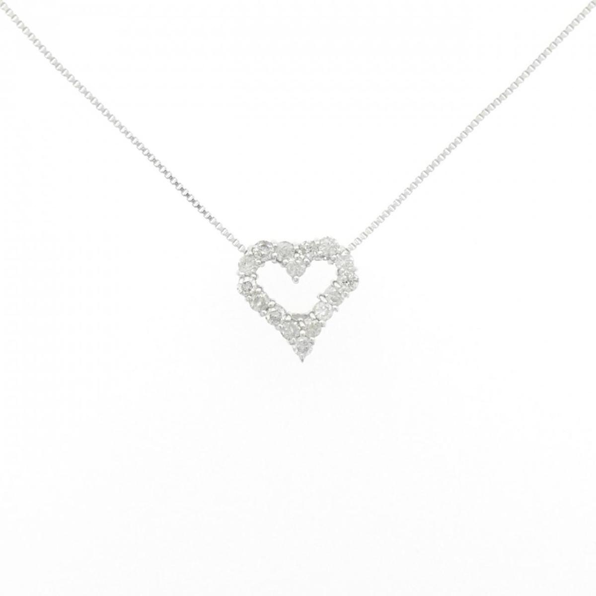 K18WG ハート ダイヤモンド ネックレス 0.30CT【中古】