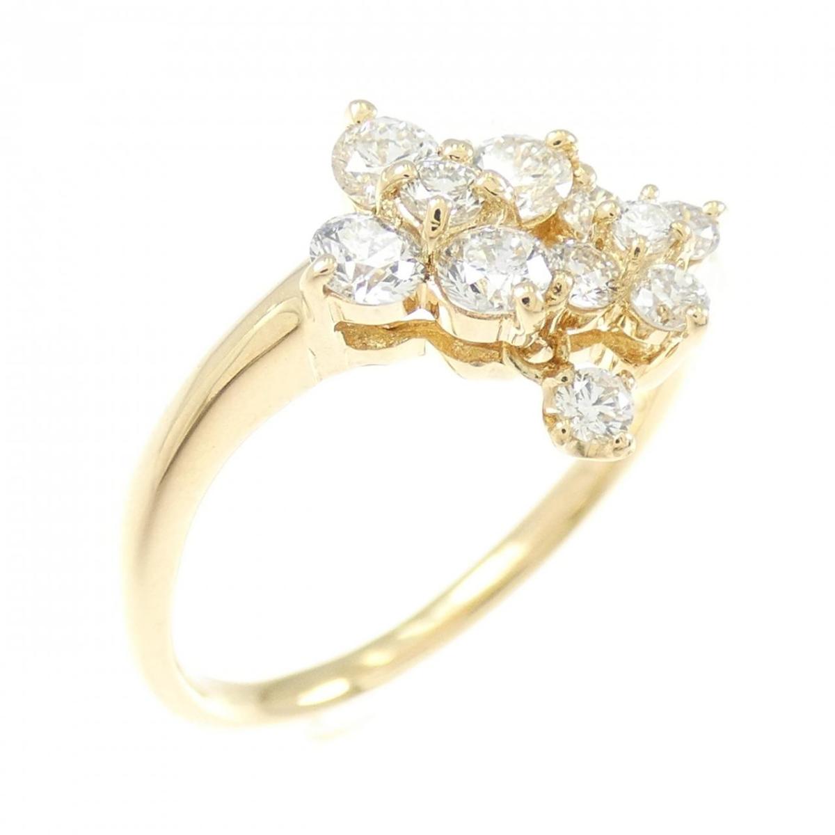 K18YG フラワー ダイヤモンド リング 0.45CT【中古】