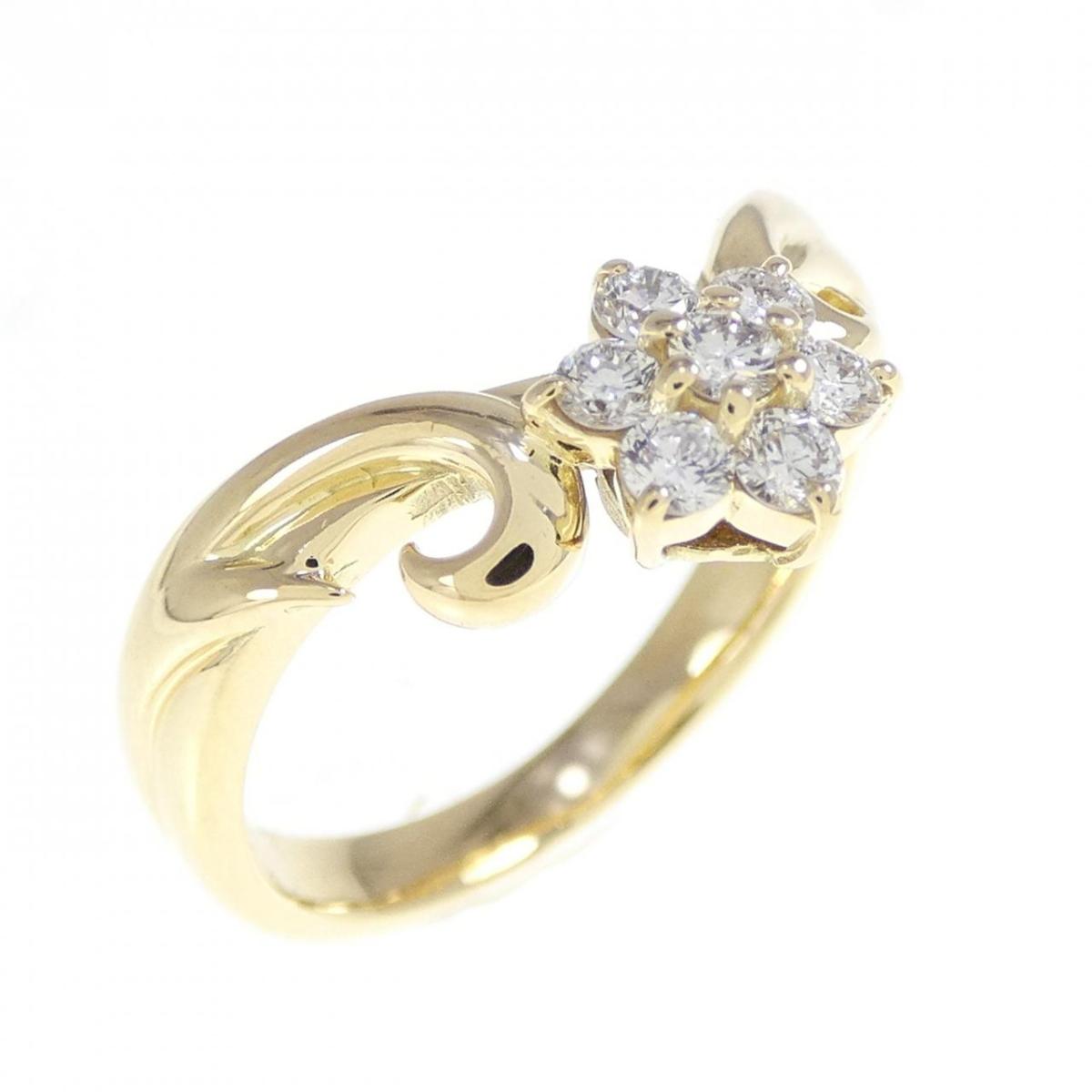750YG フラワー ダイヤモンド リング 0.23CT【中古】