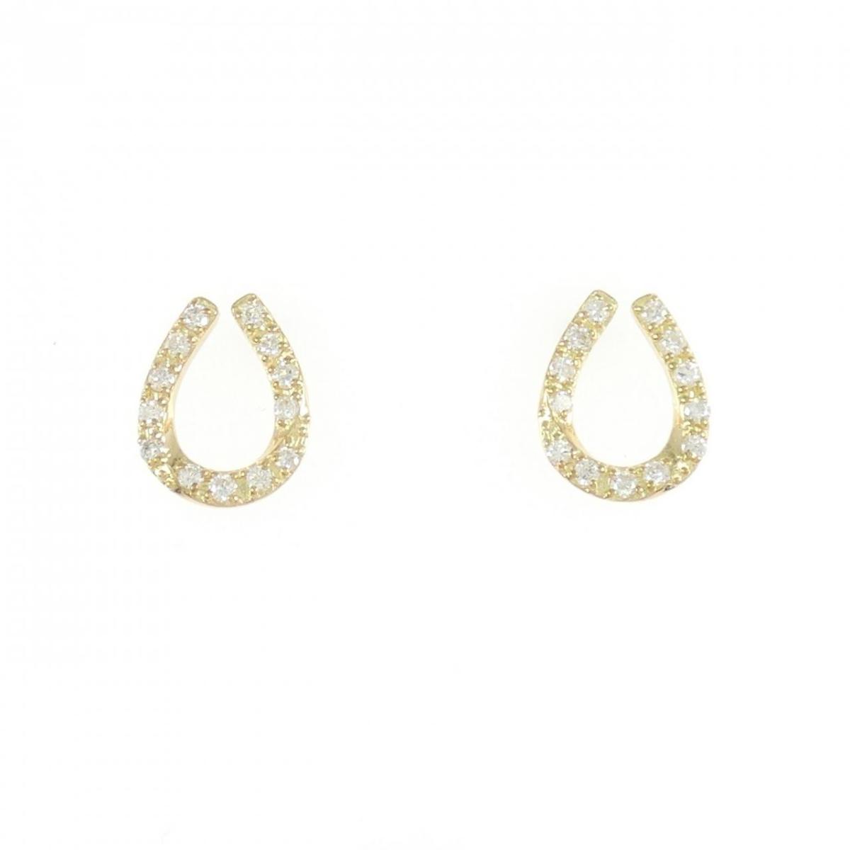 【リメイク】K18YG ホースシュー ダイヤモンド ピアス 0.20CT【中古】