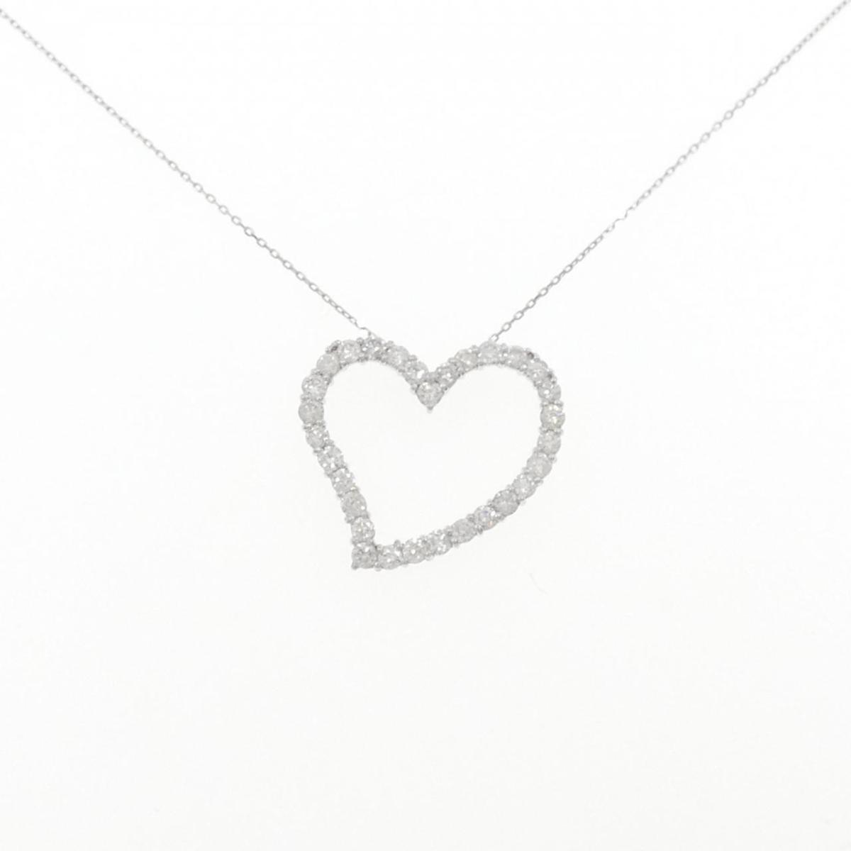 K18WG ハート ダイヤモンド ネックレス 1.00CT【中古】