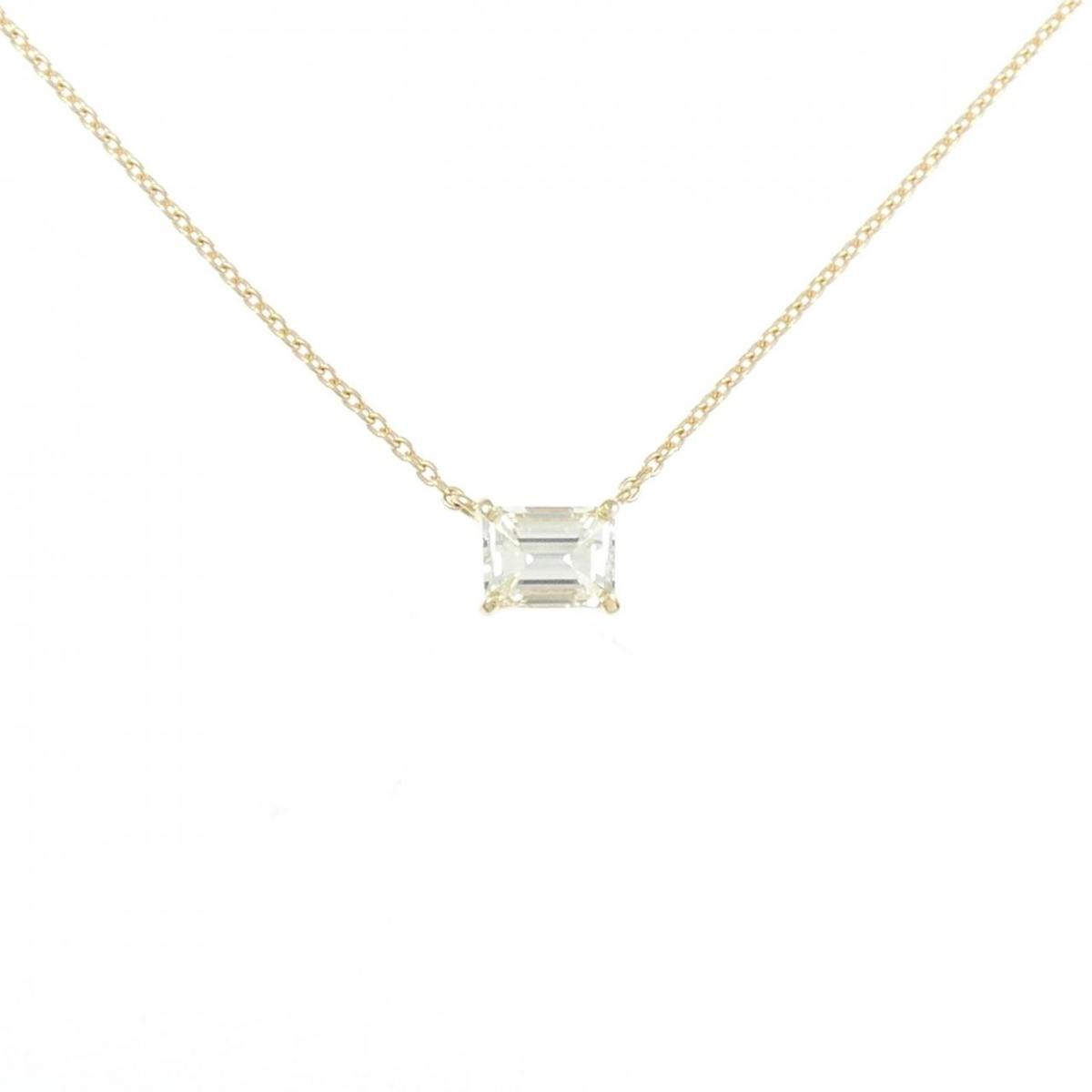 【リメイク】K18YG ダイヤモンド ネックレス 0.504CT VLY VS2 エメラルドカット【中古】