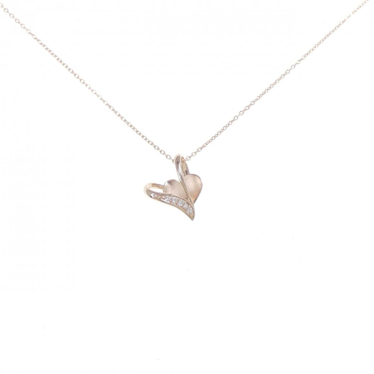 K10PG ハート ダイヤモンド ネックレス 0.03CT【中古】
