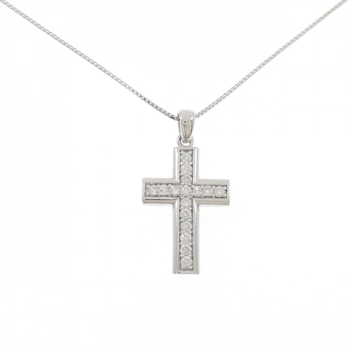 K18WG クロス ダイヤモンド ネックレス 0.50CT【中古】｜KOMEHYO ONLINESTORE 店