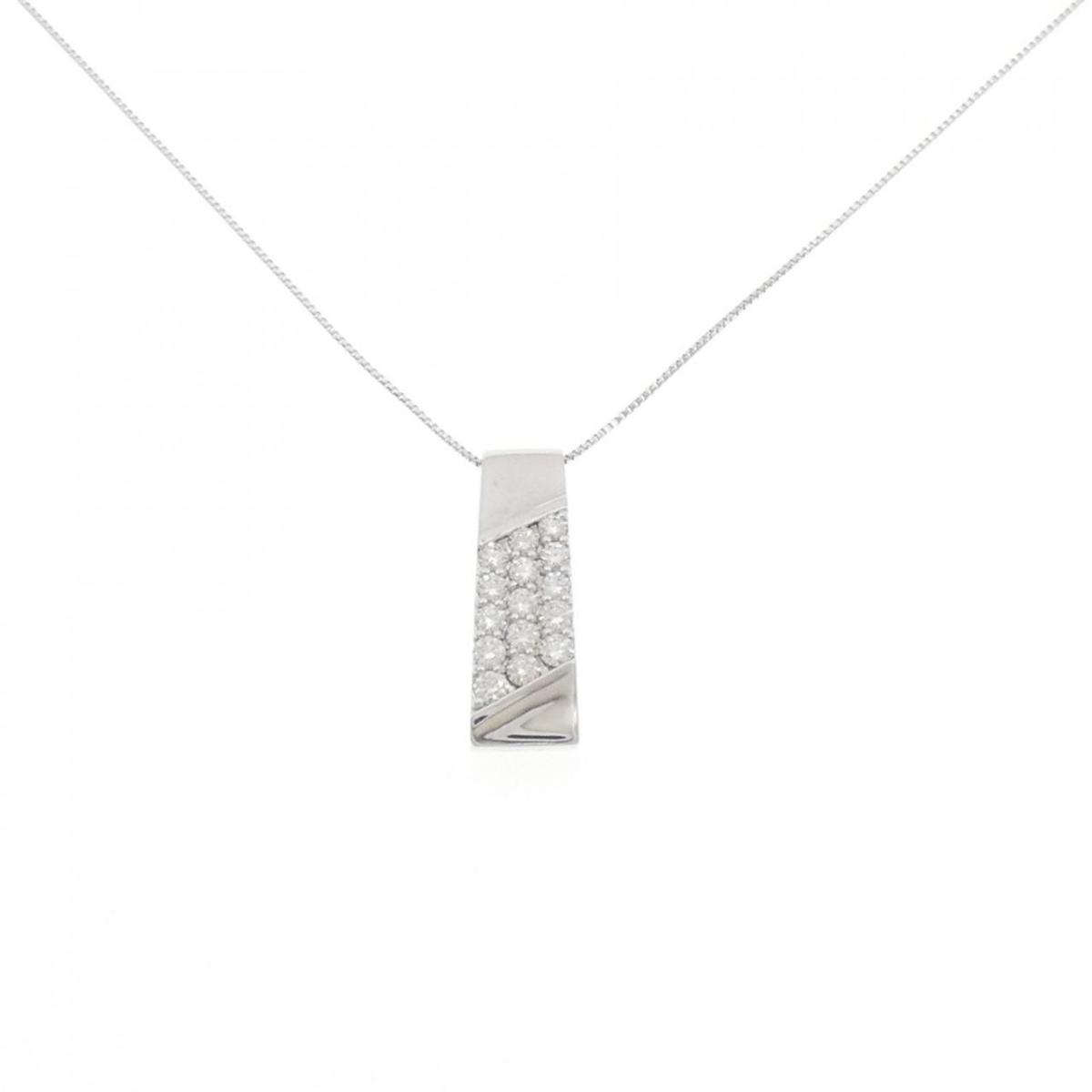 K18WG パヴェ ダイヤモンド ネックレス 0.50CT【中古】