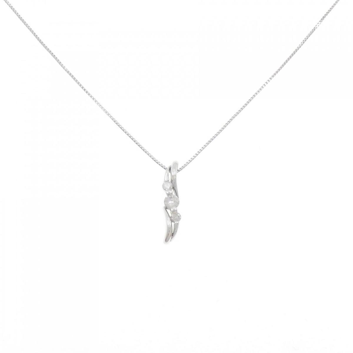 K18WG ダイヤモンド ネックレス 0.17CT【中古】