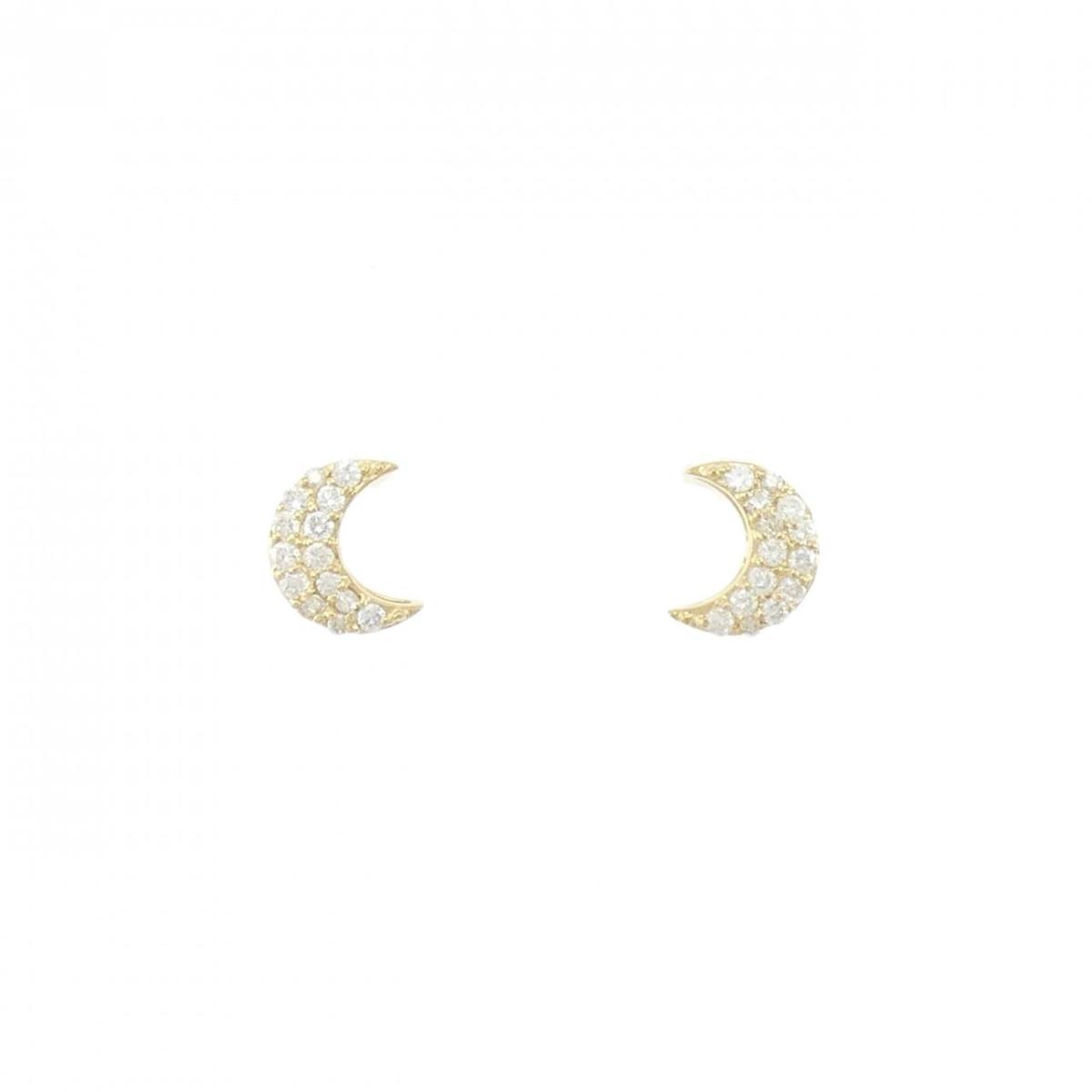 【リメイク】K18YG ムーン ダイヤモンド ピアス 0.20CT【中古】