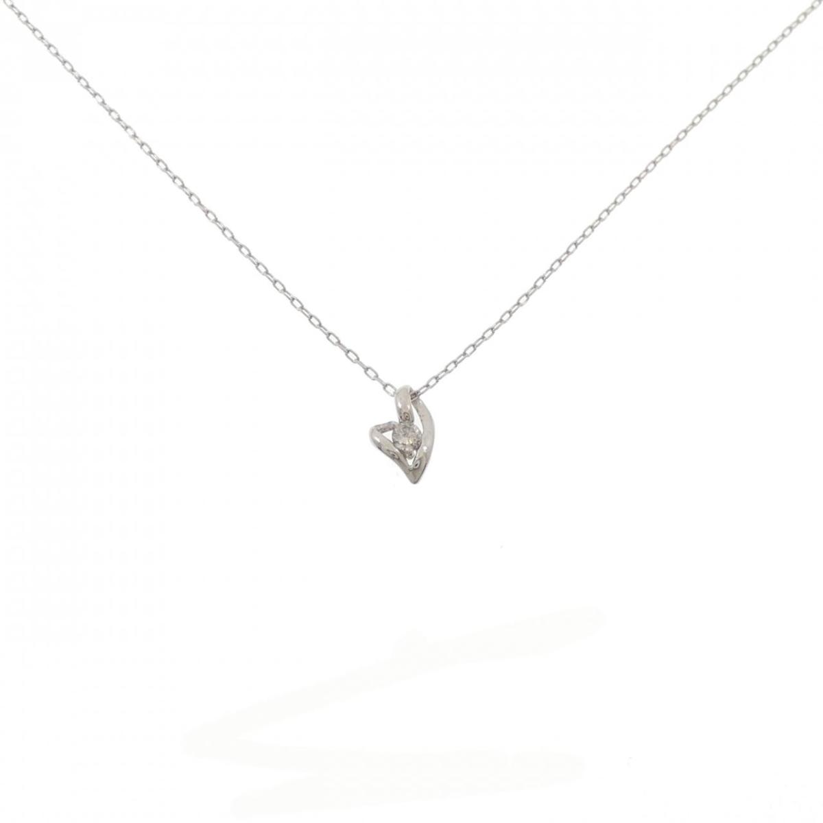 PT900/PT850 ハート ダイヤモンド ネックレス 0.10CT【中古】