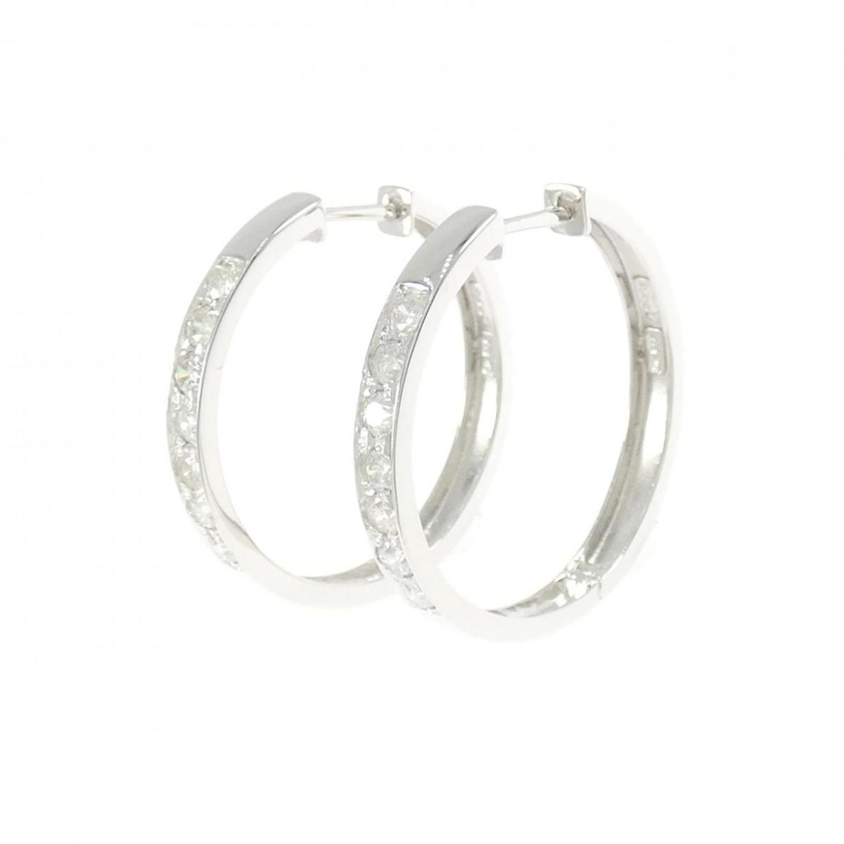K18WG ダイヤモンド フープ ピアス 0.70CT【中古】｜KOMEHYO ONLINESTORE 店