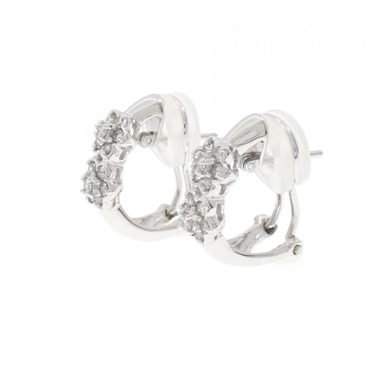 PT900/K18WG フラワー ダイヤモンド ピアス/イヤリング 0.40CT【中古】