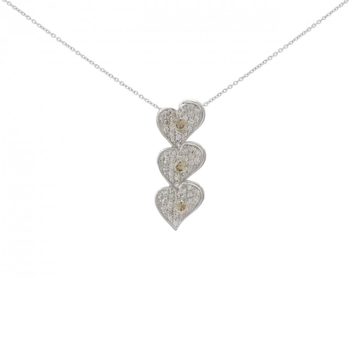 K18WG ハート パヴェ ダイヤモンド ネックレス 1.00CT【中古】